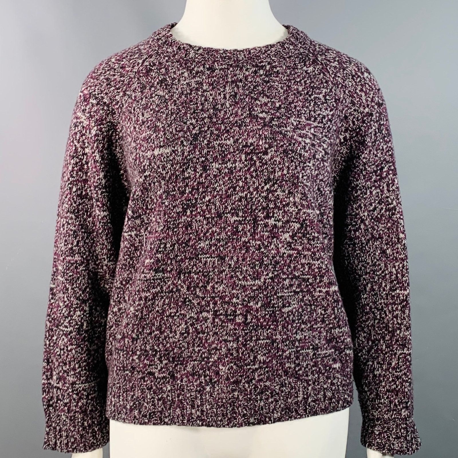 Jil Sander JIL SANDER Purple Black White Wool Melange Boxy Sweater Size XL / US 12-14 / IT 48-50 - 1 Thumbnail