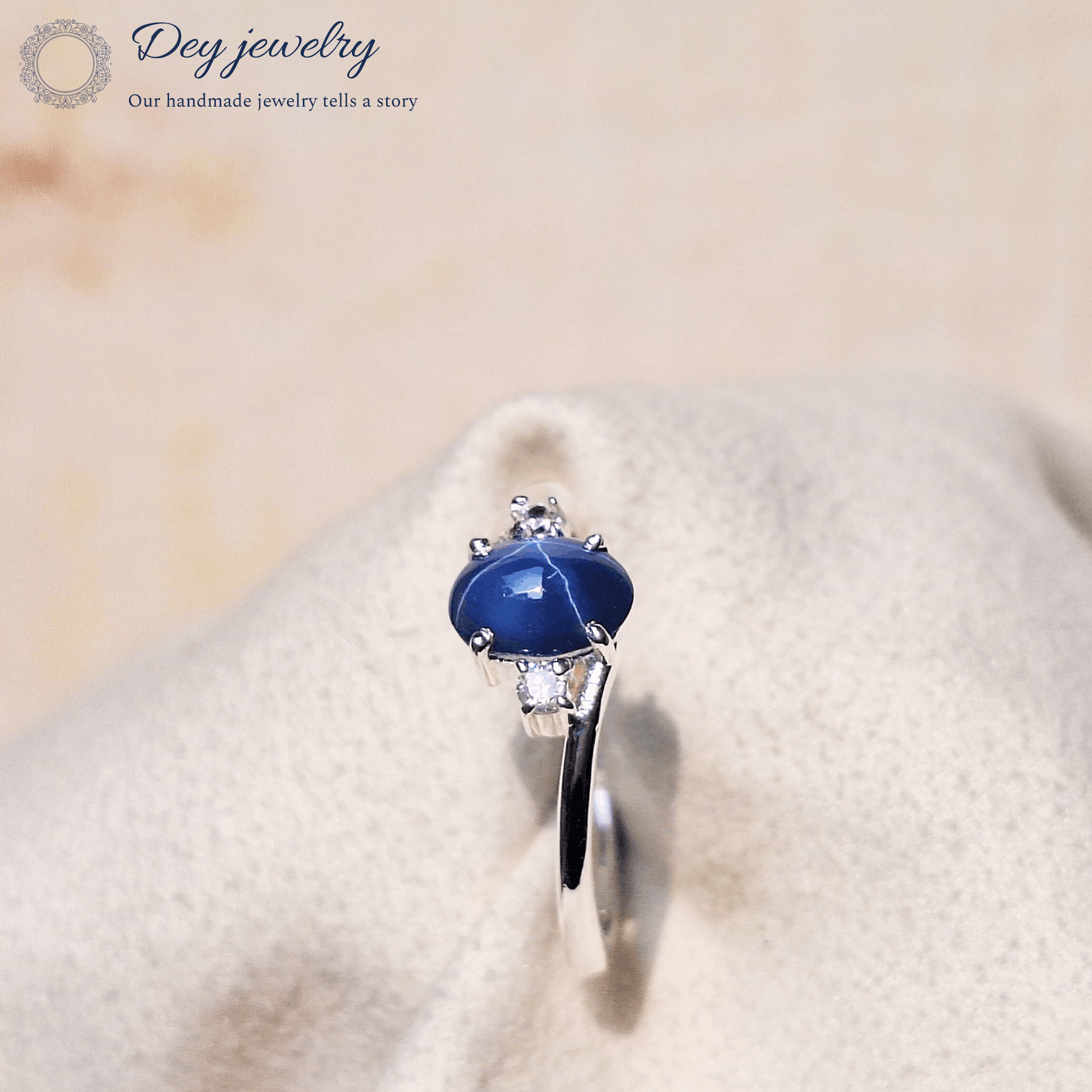 Other Blue Star Sapphire Gemstone Silver Engagement Ring for Gift Size ONE SIZE - 4 Thumbnail