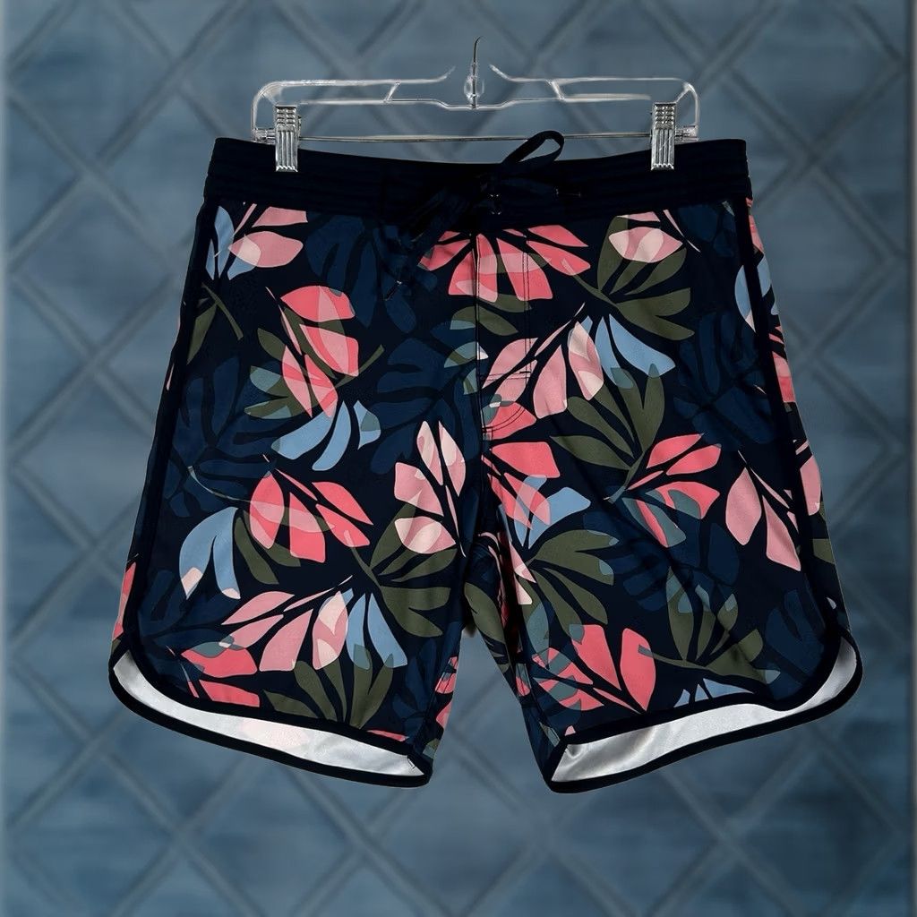 Old Navy Old Navy Board Shorts Men 32 Floral Palms Swimwear Beach Stretch Summer Regular Size Blue Pattern Bottom Mens Beachwear Size US 32 / EU 48 - 1 Thumbnail