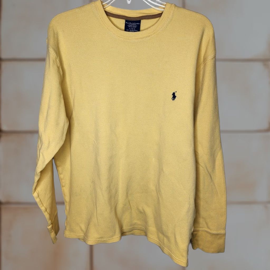 Polo Ralph Lauren Polo Ralph Lauren Top Mens XL Yellow Pajama Thermal Waffle Knit Sleepwear Size US XL / EU 56 / 4 - 1 Thumbnail
