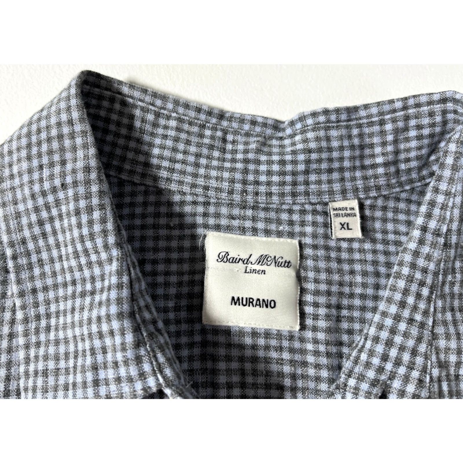 Murano VINTAGE Murano Shirt XL Blue Linen Check Short Sleeve Button-Up Pockets MEN's Regular Casual, Travel, 100% Linen Size US XL / EU 56 / 4 - 6 Thumbnail