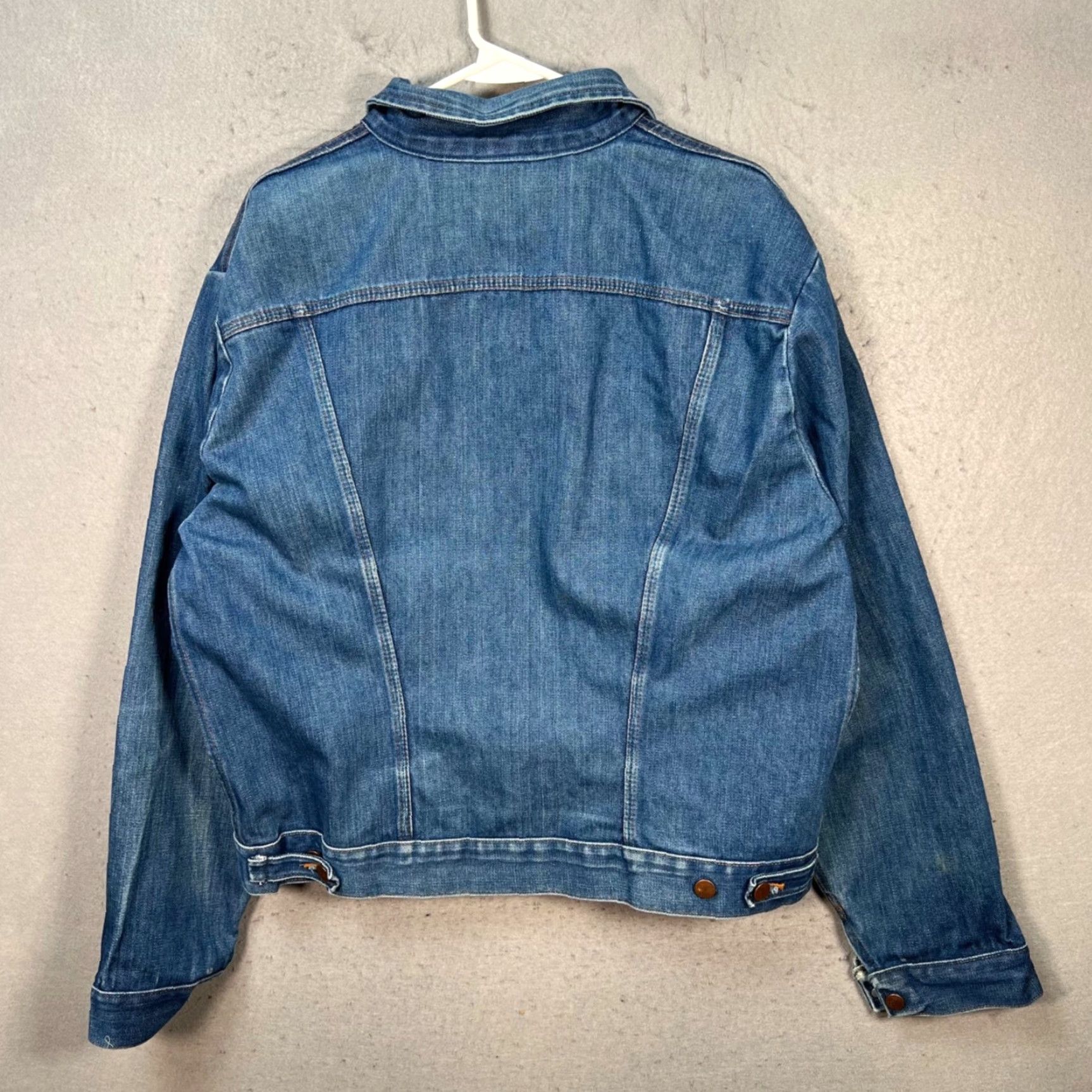 Wrangler VINTAGE Wrangler Denim Jacket Shirt Mens Large Blue Western Trucker Denim 14 oz Cotton Jacket Size US 33 - 2 Thumbnail