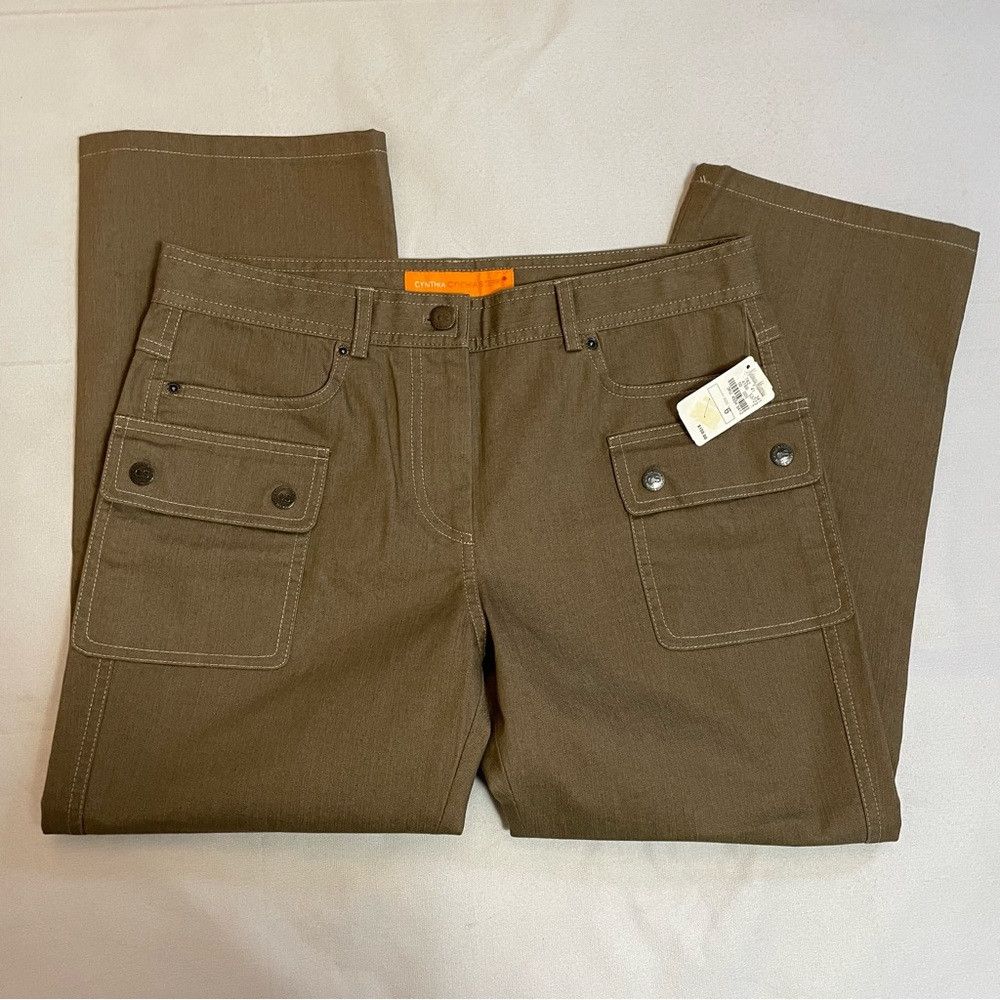 Other NWT New $150 Cynthia Steffe Tan Cotton Blend Cropped Pants Size 28" / US 6 / IT 42 - 6 Thumbnail
