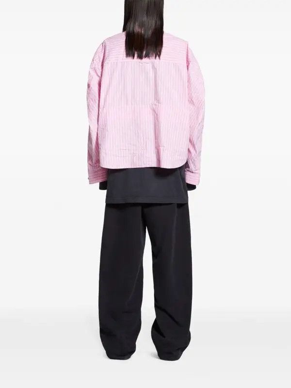 Balenciaga o1in1g0225 Twisted Sleeve Shirt in Pink/White Size XS / US 0-2 / IT 36-38 - 3 Thumbnail