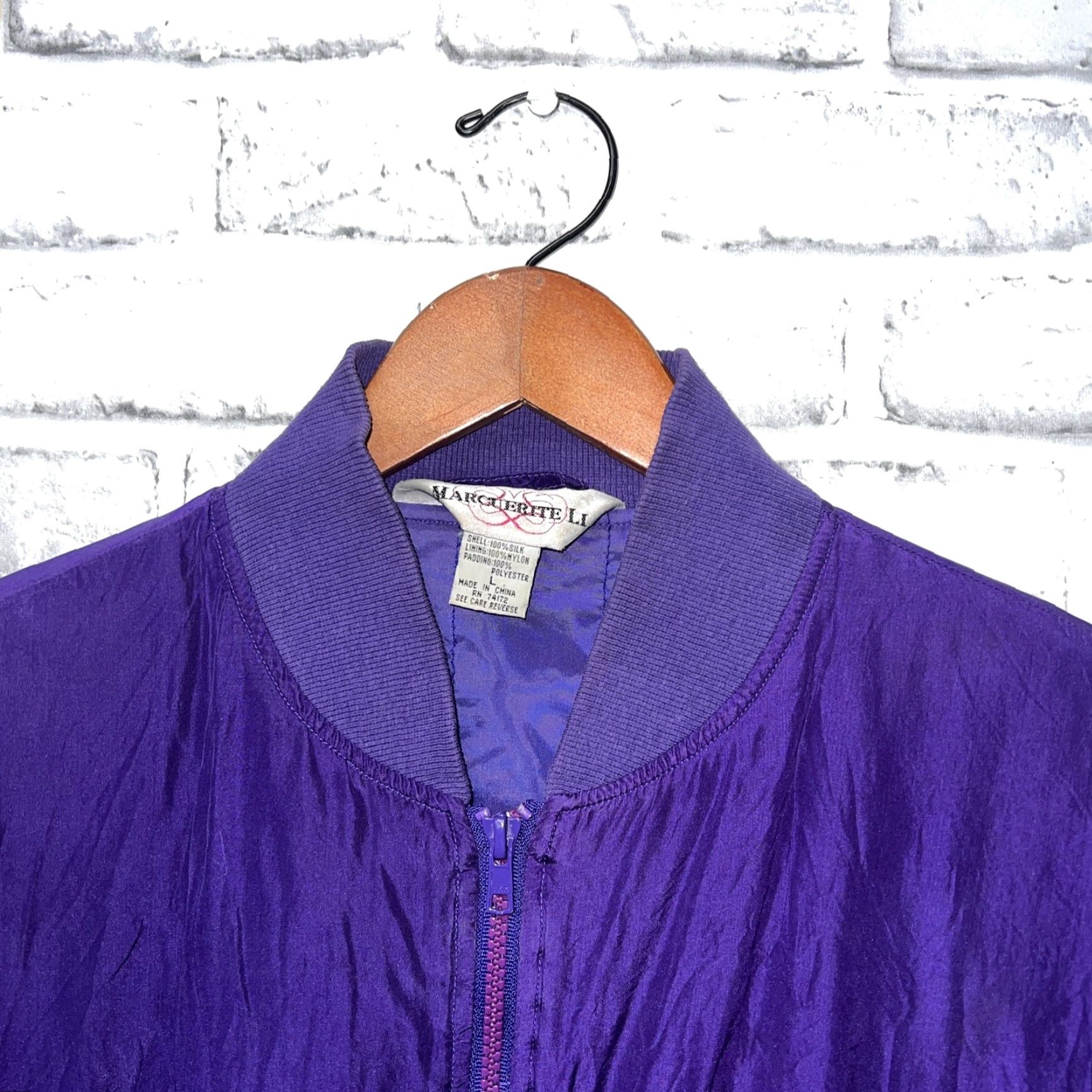 Vintage VTG Marguerite Li Purple Silk Nylon Full Zip Jacket WOMENS L Purple Silk Nylon Full Zip Jacket Womens L Size L / US 10 / IT 46 - 2 Thumbnail