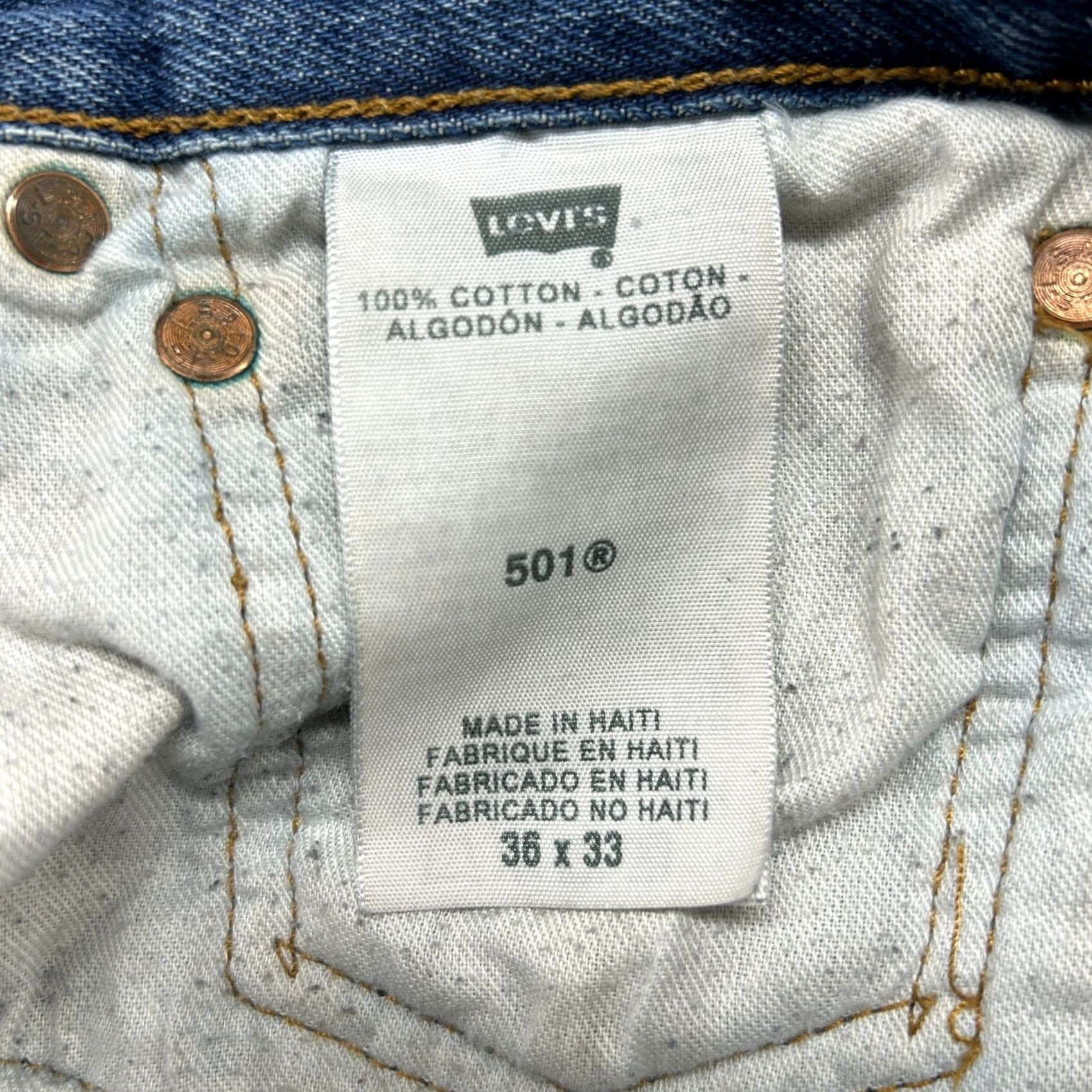 Levi's VINTAGE Levi's 501 Jeans Mens 36x33 Blue Straight Regular Dark Wash Distressed Denim 5-Pocket Retro Mens Size US 36 / EU 52 - 7 Thumbnail