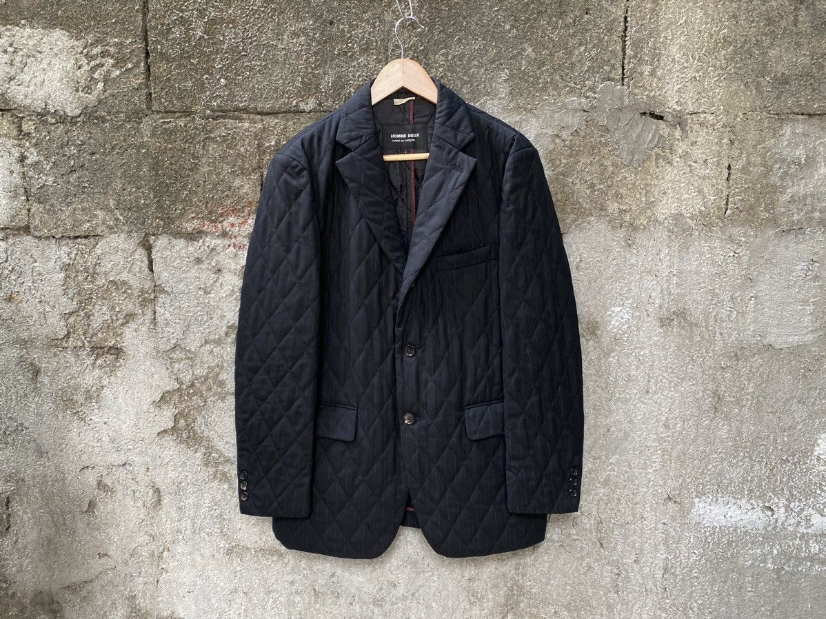 Comme des Garcons Homme Deux Diamond Quilt Wool Jacket Size US L / EU 52-54 / 3 - 1 Thumbnail