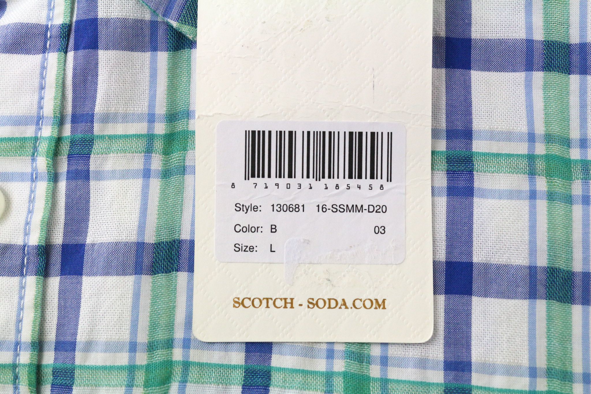 Scotch & Soda AMS COUTURE L Blue Green White Checked Cotton Shirt 75409 Size US L / EU 52-54 / 3 - 5 Thumbnail