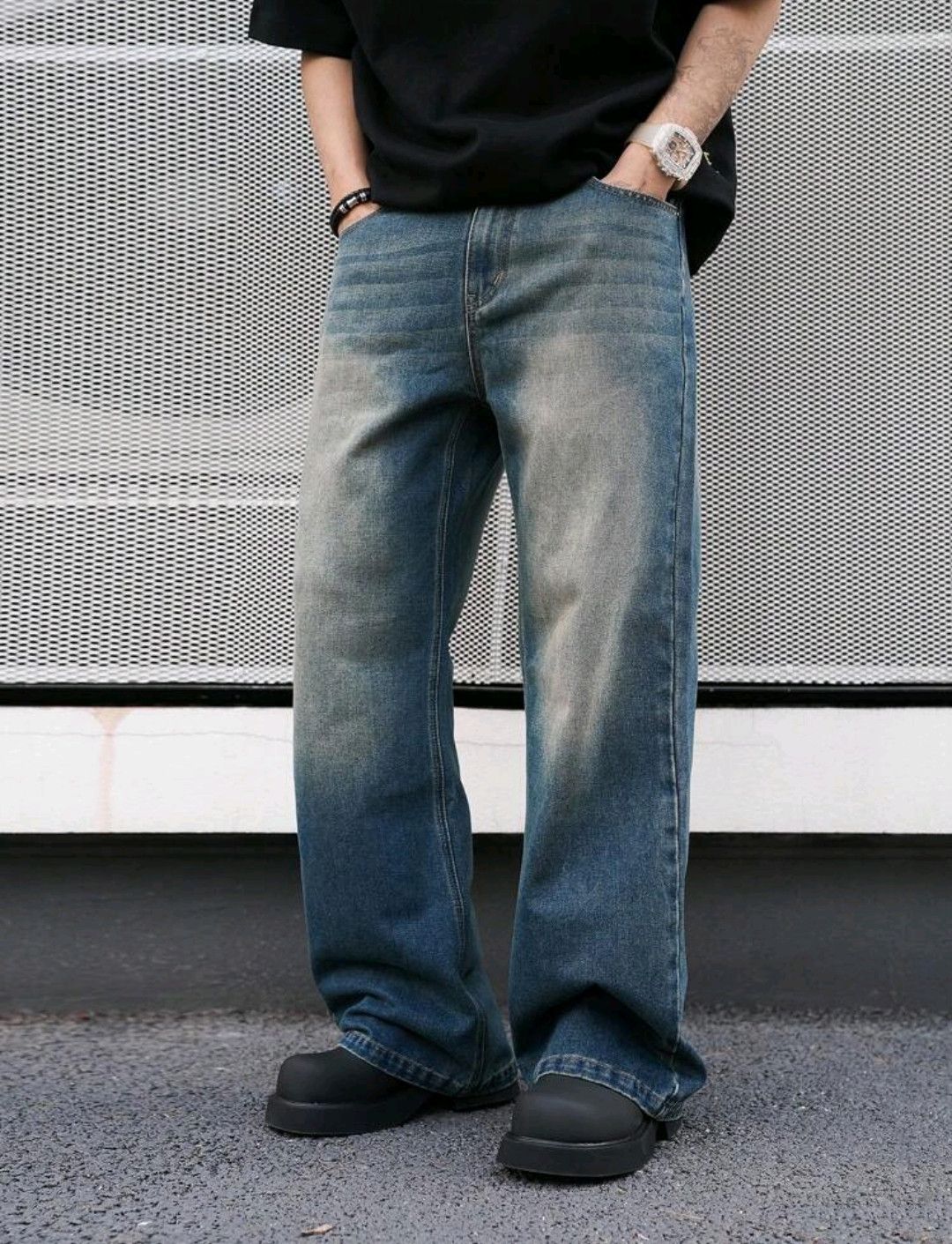 Japanese Brand × Jean Straight Leg Distressed Wash Blue Jeans sh Size US 33 - 1 Thumbnail