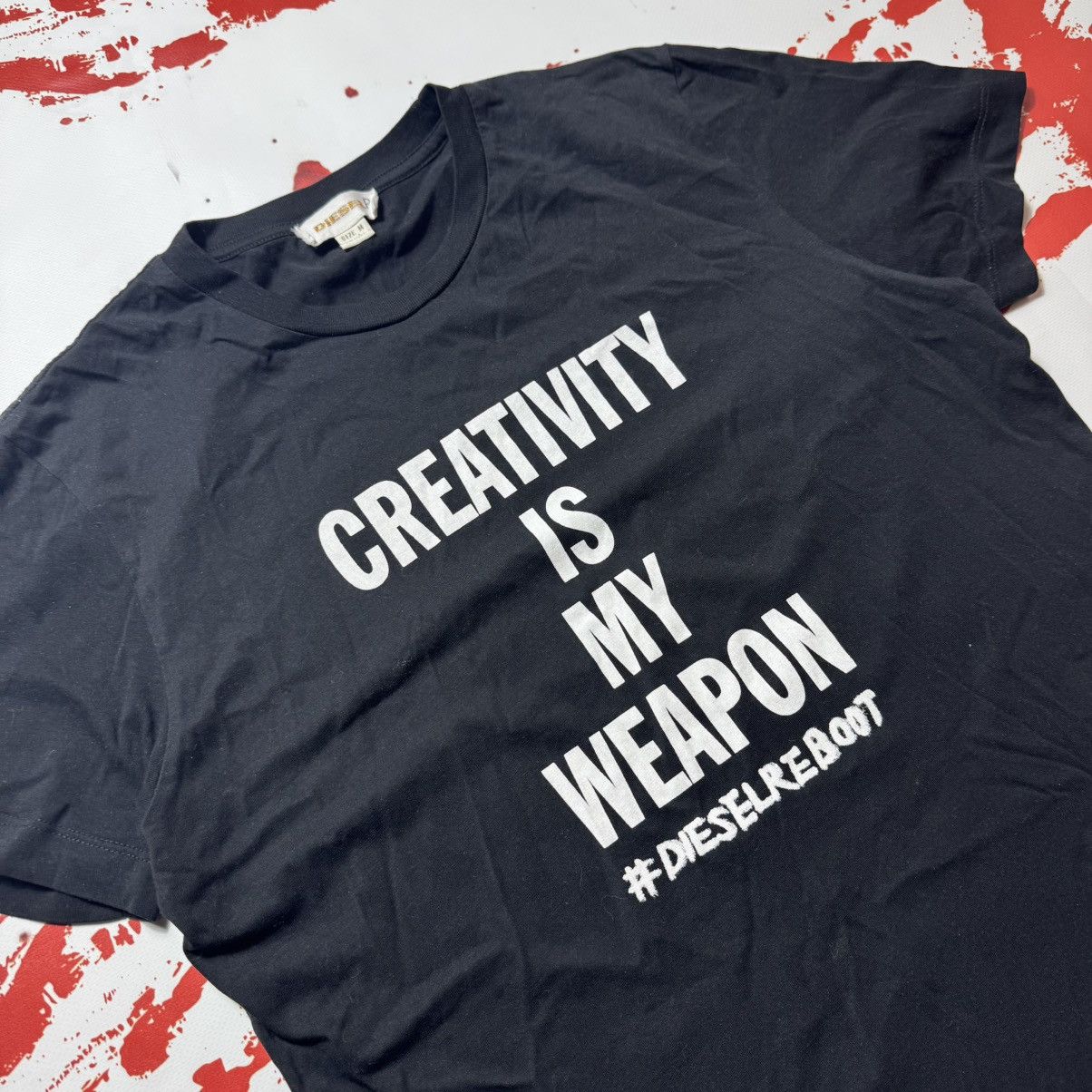 Diesel vintage 90s creativity is my weapon diesel t shirt Size US M / EU 48-50 / 2 - 2 Thumbnail