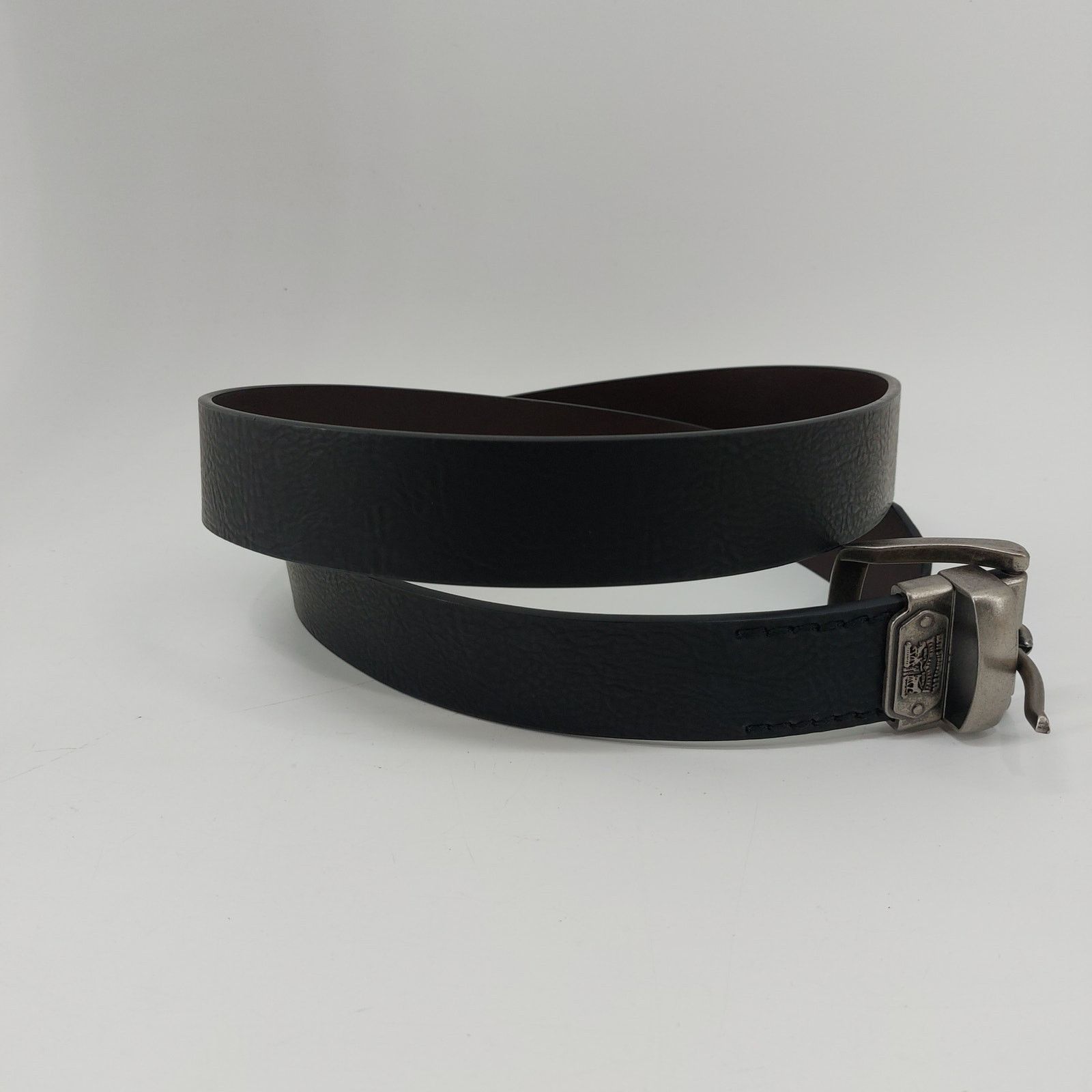 Levi's Levis Belt Black Brown Silver Tone Buckle 42-44 XL Men's Size 42 - 10 Thumbnail