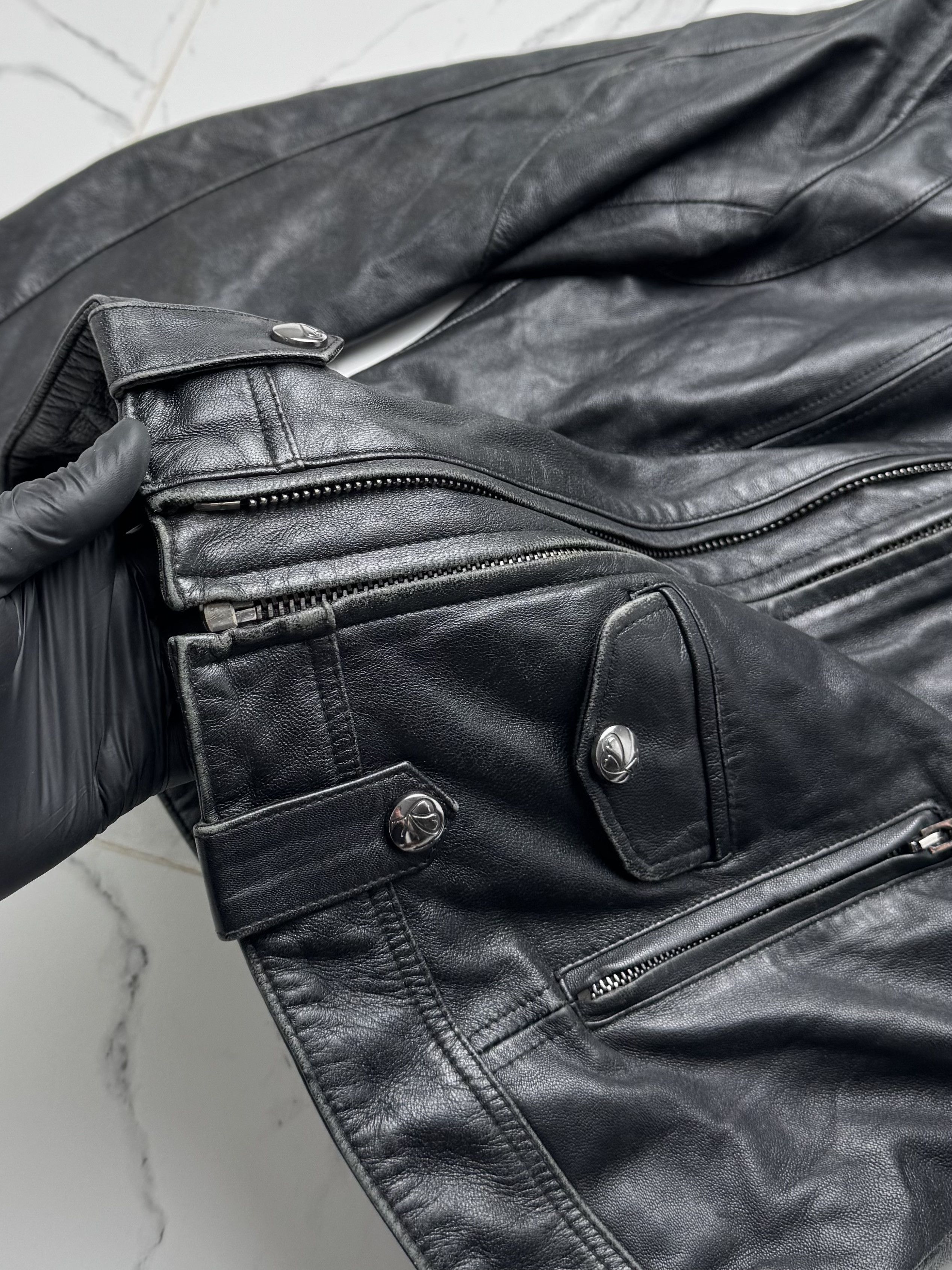 Vintage Vintage Women's Black Leather Biker Jacket Zip Up Fitted Size M / US 6-8 / IT 42-44 - 10 Thumbnail