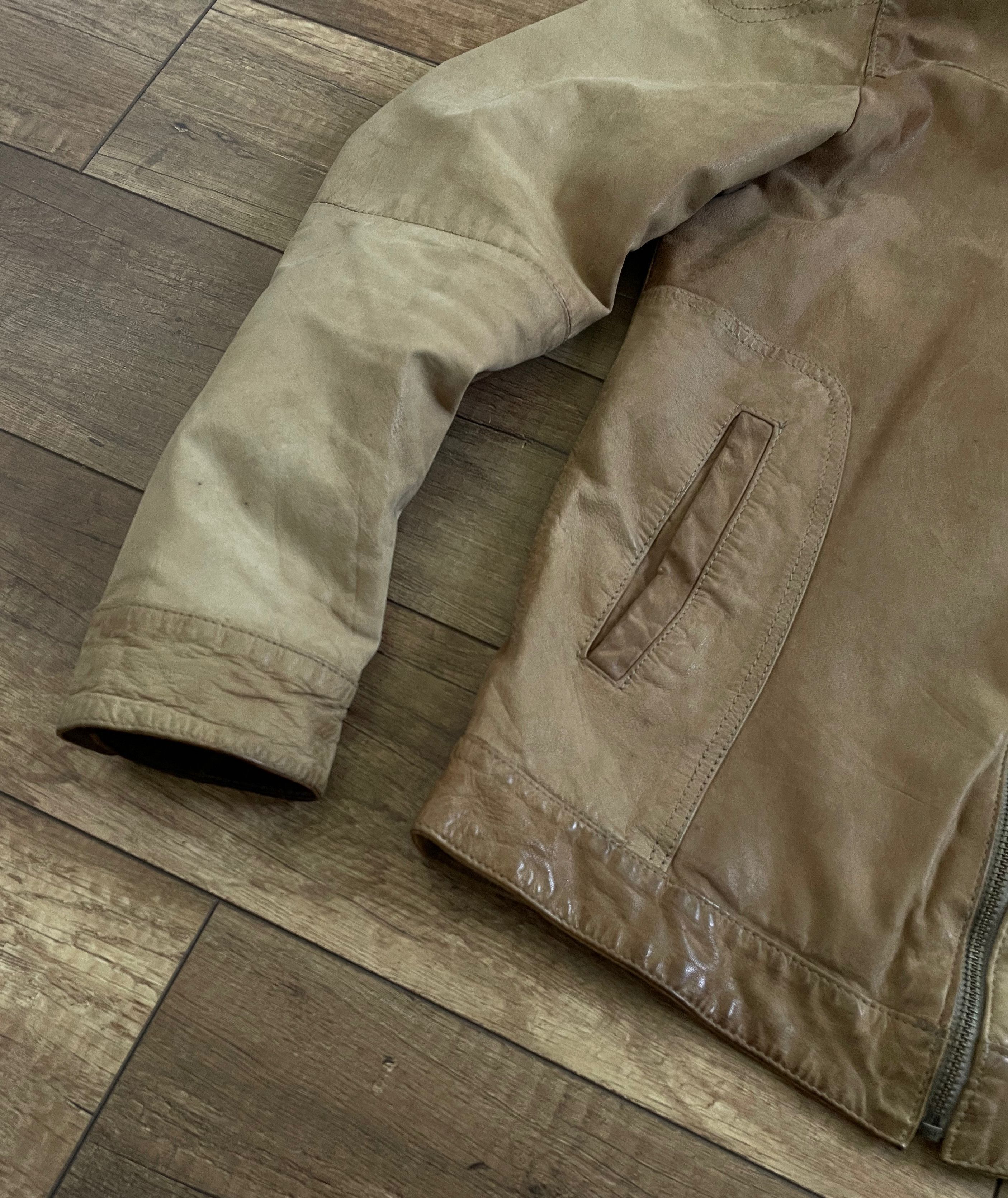 Jack & Jones Jack Jones Distressed Heavy Leather Jacket Bomber Size US L / EU 52-54 / 3 - 3 Thumbnail