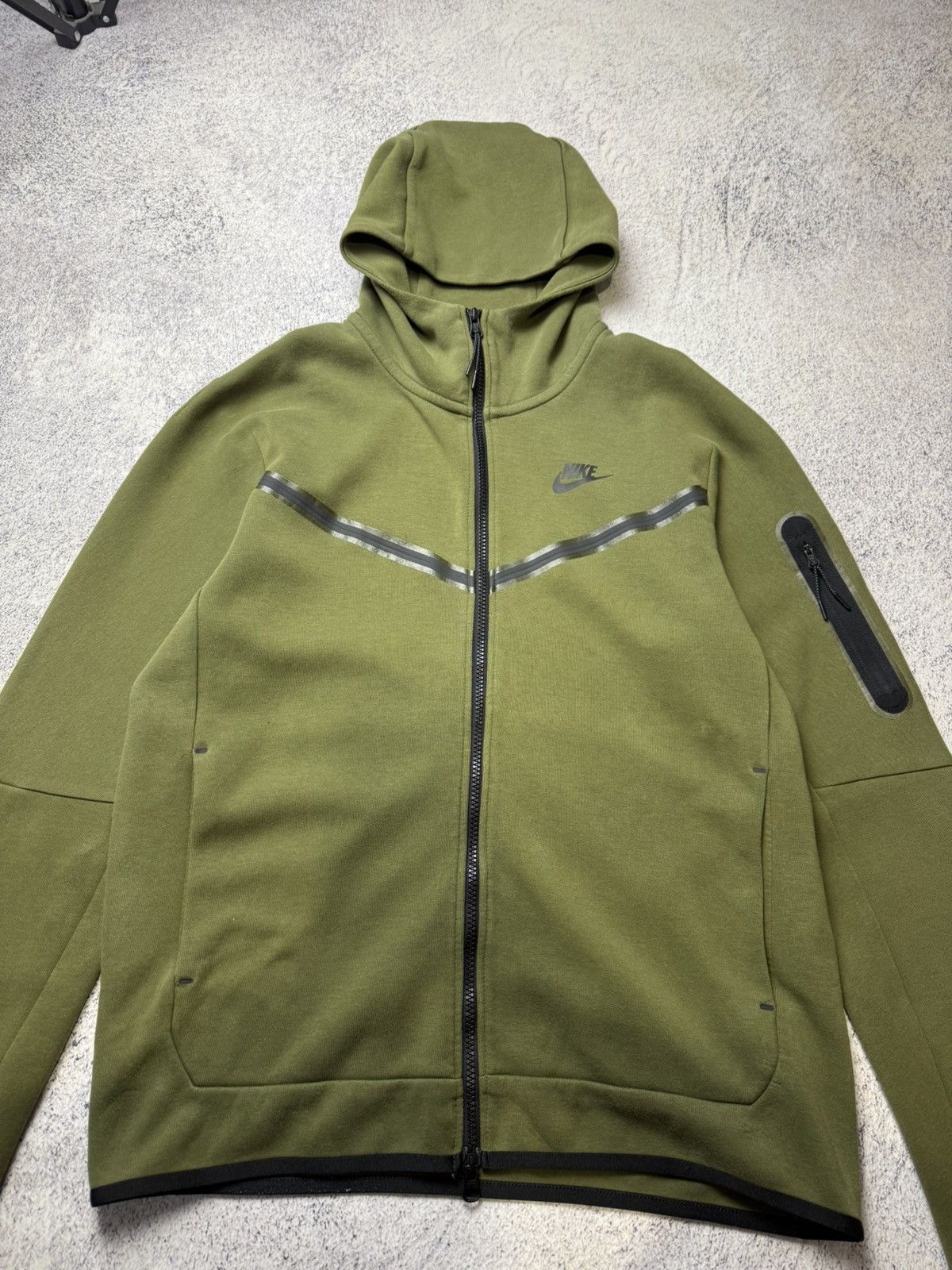 Nike Mens Nike Tach Fleece Green Zip Up Hoodie Drill Size US M / EU 48-50 / 2 - 16 Thumbnail