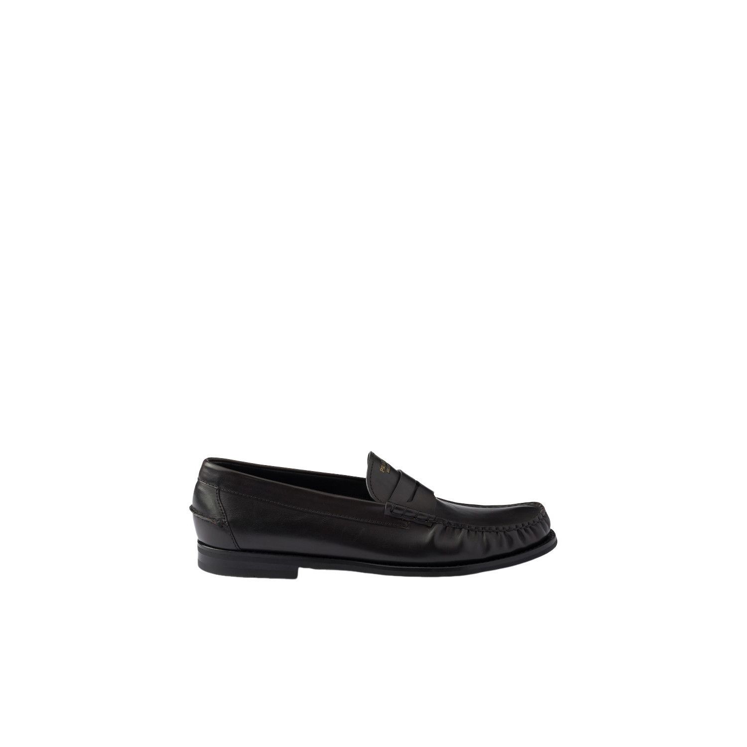 Prada PRADA $1290 Black/Tan Antiqued Leather Loafers New & Authent Size US 9.5 / EU 42-43 - 2 Thumbnail