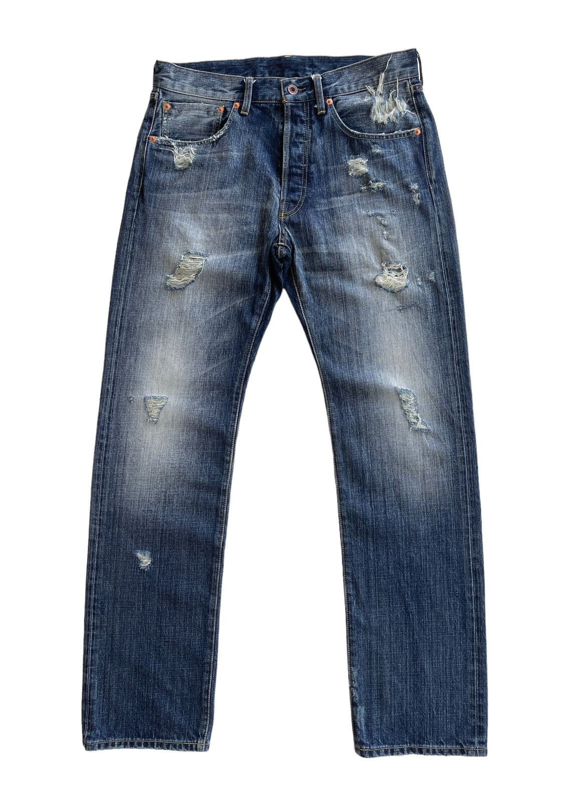 Japanese Brand Crazy Vintage Japanese Distressed Denim Size US 32 / EU 48 - 1 Thumbnail
