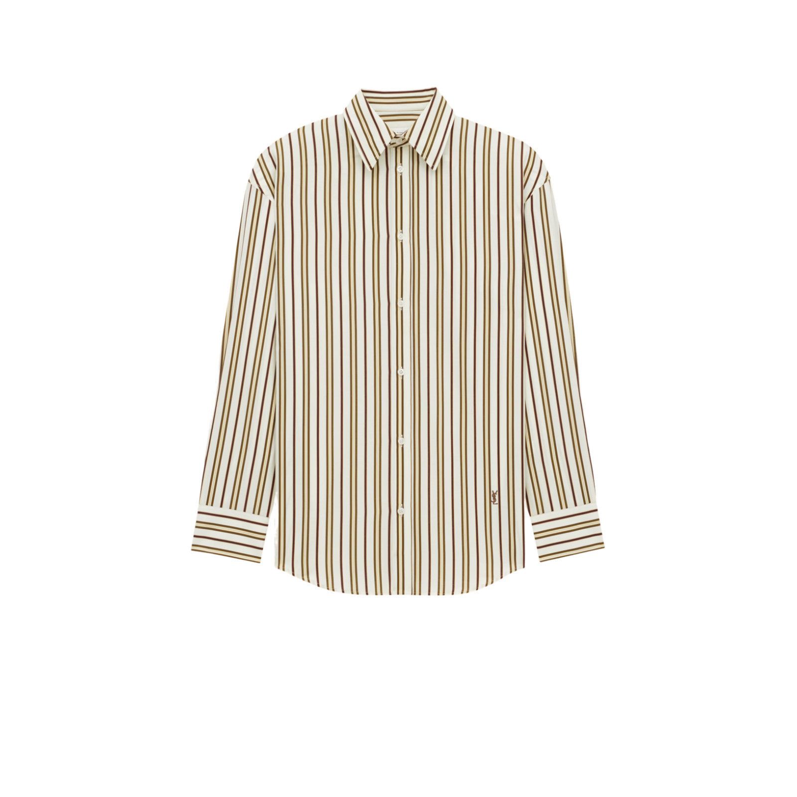 Saint Laurent Cassandre $1190 Craie/Beige Cotton Shirt New &