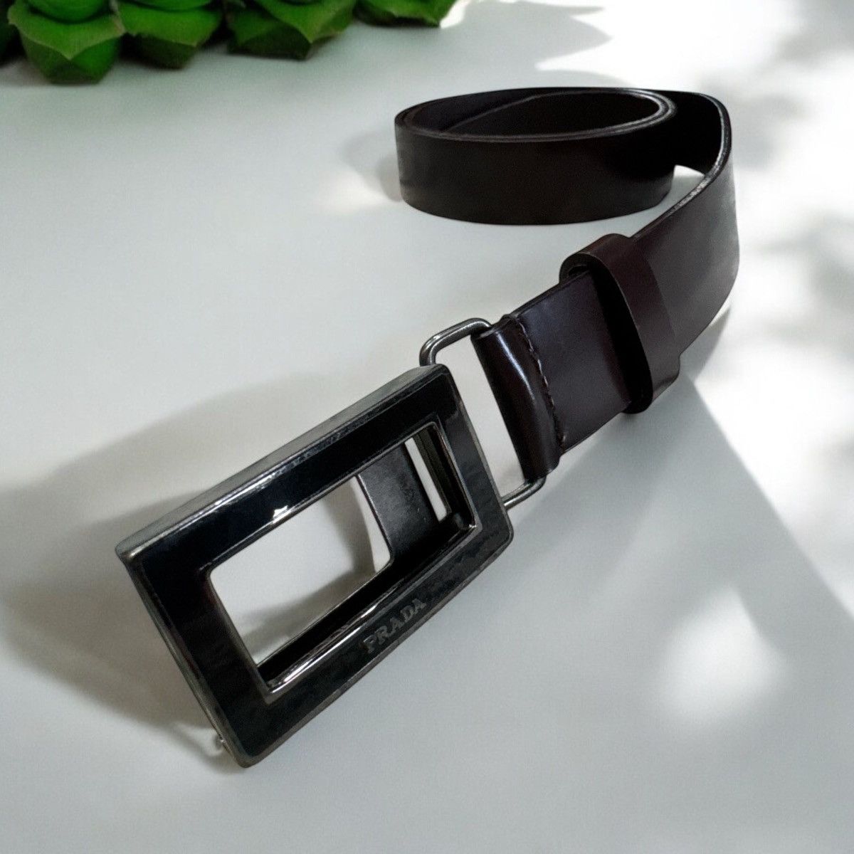 Prada PRADA ADJUSTABLE LEATHER BELT Size 30 - 2 Thumbnail
