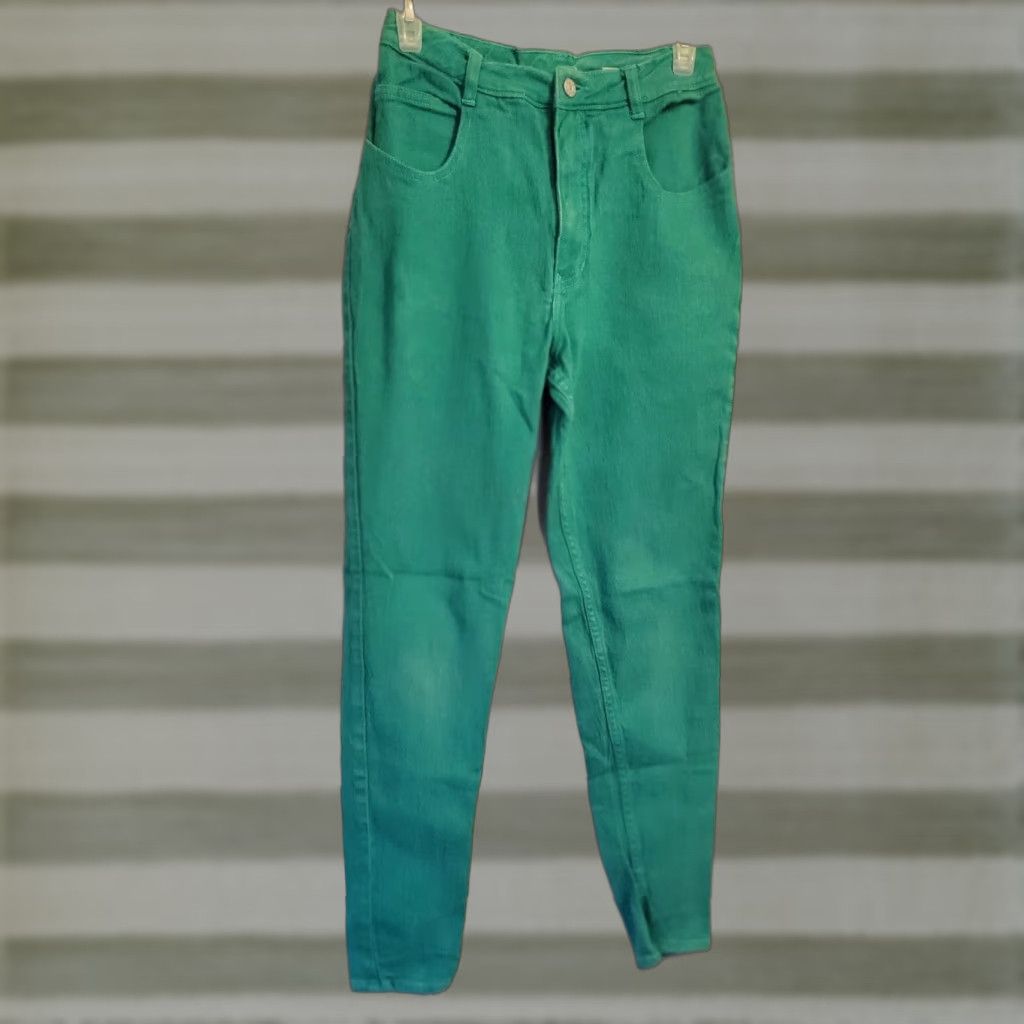 Brighton VINTAGE Brighton Blues Green Stretchy Skinny Jeans 15/16 Juniors Denim Grunge 90s Punk Womens/Mens Size 36" / US 14 / IT 50 - 1 Thumbnail