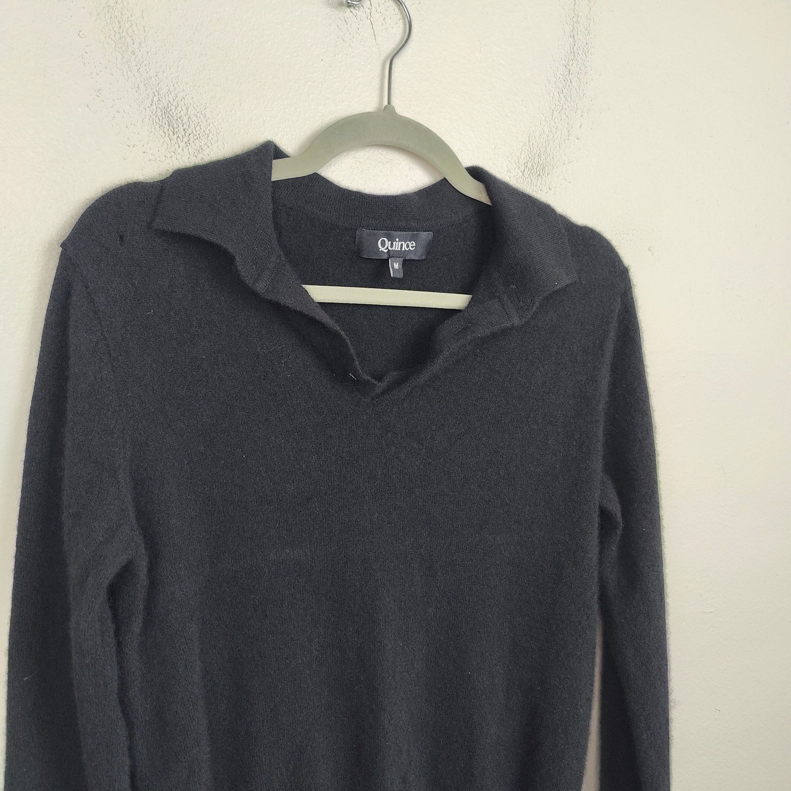 Quince Quince Mongolian Cashmere Polo Sweater Mens Medium Black Size US M / EU 48-50 / 2 - 2 Thumbnail