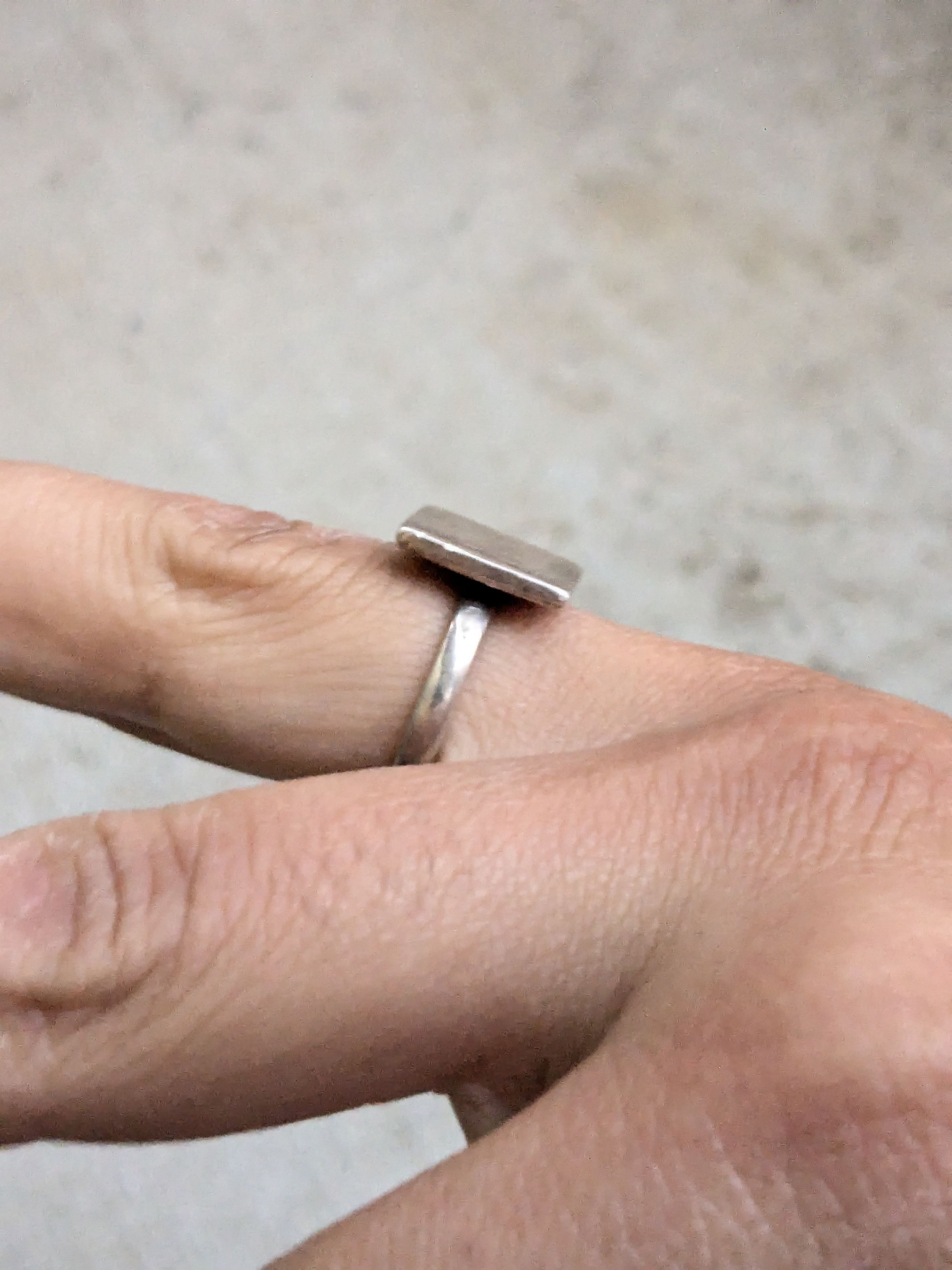 Vintage Vintage Sterling Silver Signet Ring Square Engraved Antique Size ONE SIZE - 12 Thumbnail