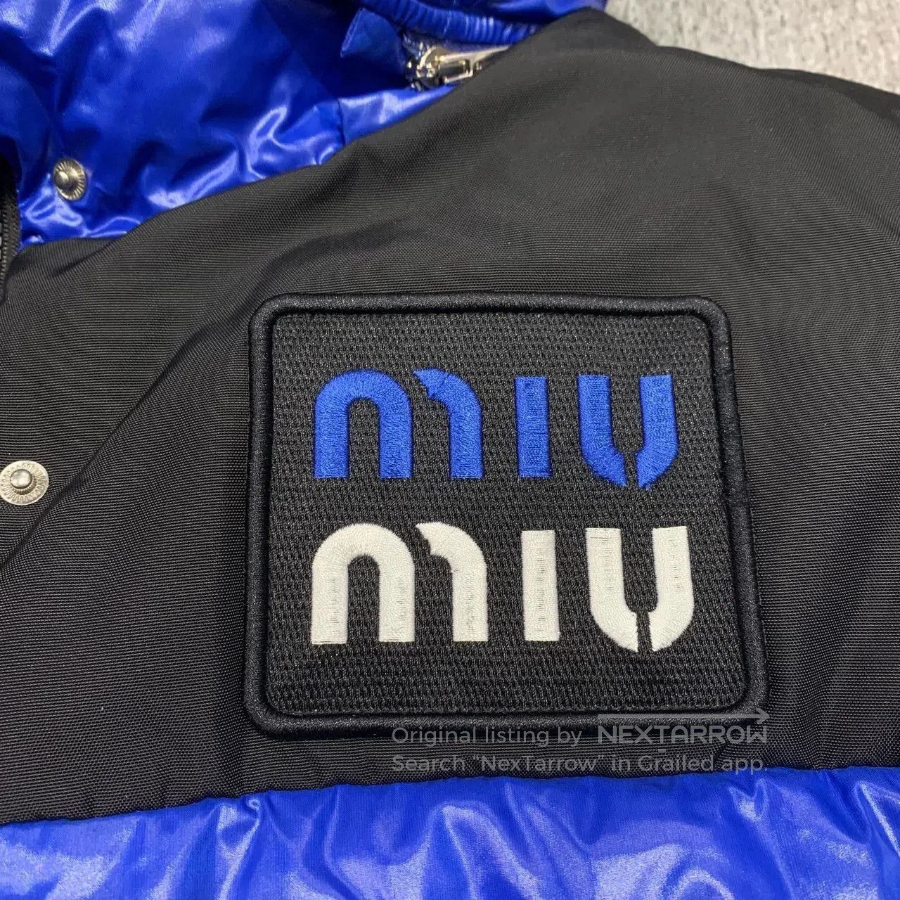 Miu Miu Miumiu Blue Logo Embroidered Long Down Jacket. Size M / US 6-8 / IT 42-44 - 9 Thumbnail