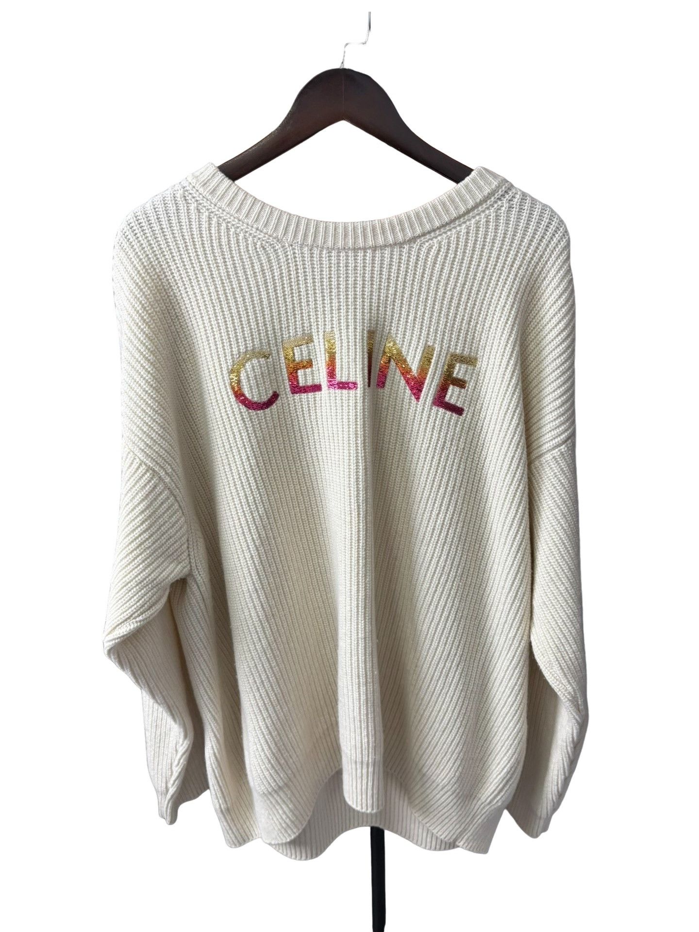 Celine Celine Sequin Logo Wool Sweater S Size S / US 4 / IT 40 - 1 Thumbnail
