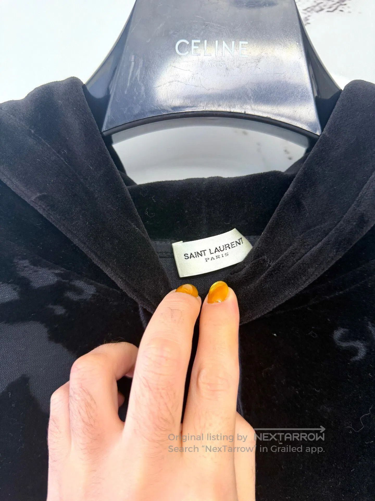 Saint Laurent Paris black velvet distressed hoodie from saint laurent. Size US M / EU 48-50 / 2 - 2 Thumbnail