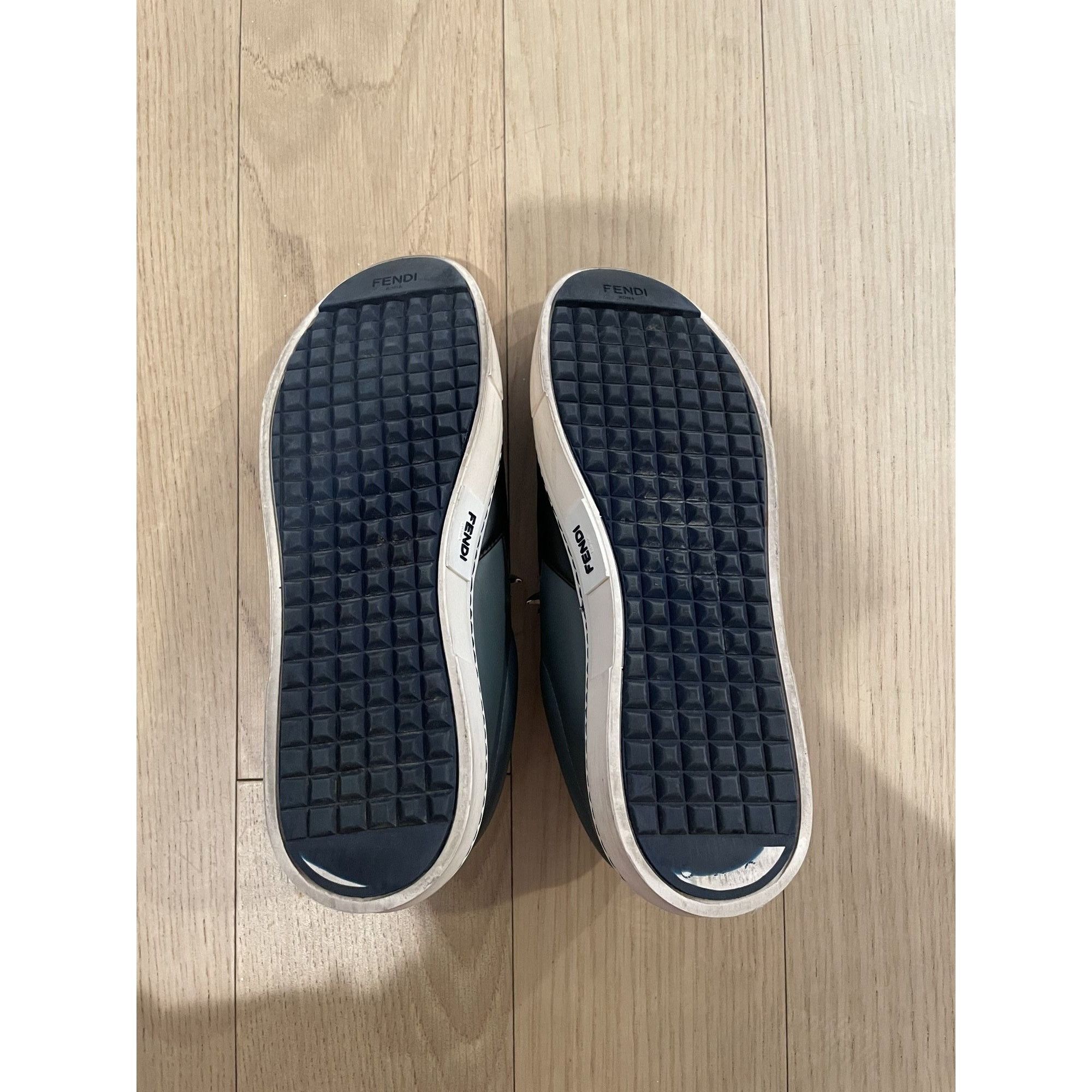 Fendi Fendi Black Leather Slip-On Sneakers With Lightning Bolt Des Size US 7 / EU 40 - 6 Thumbnail