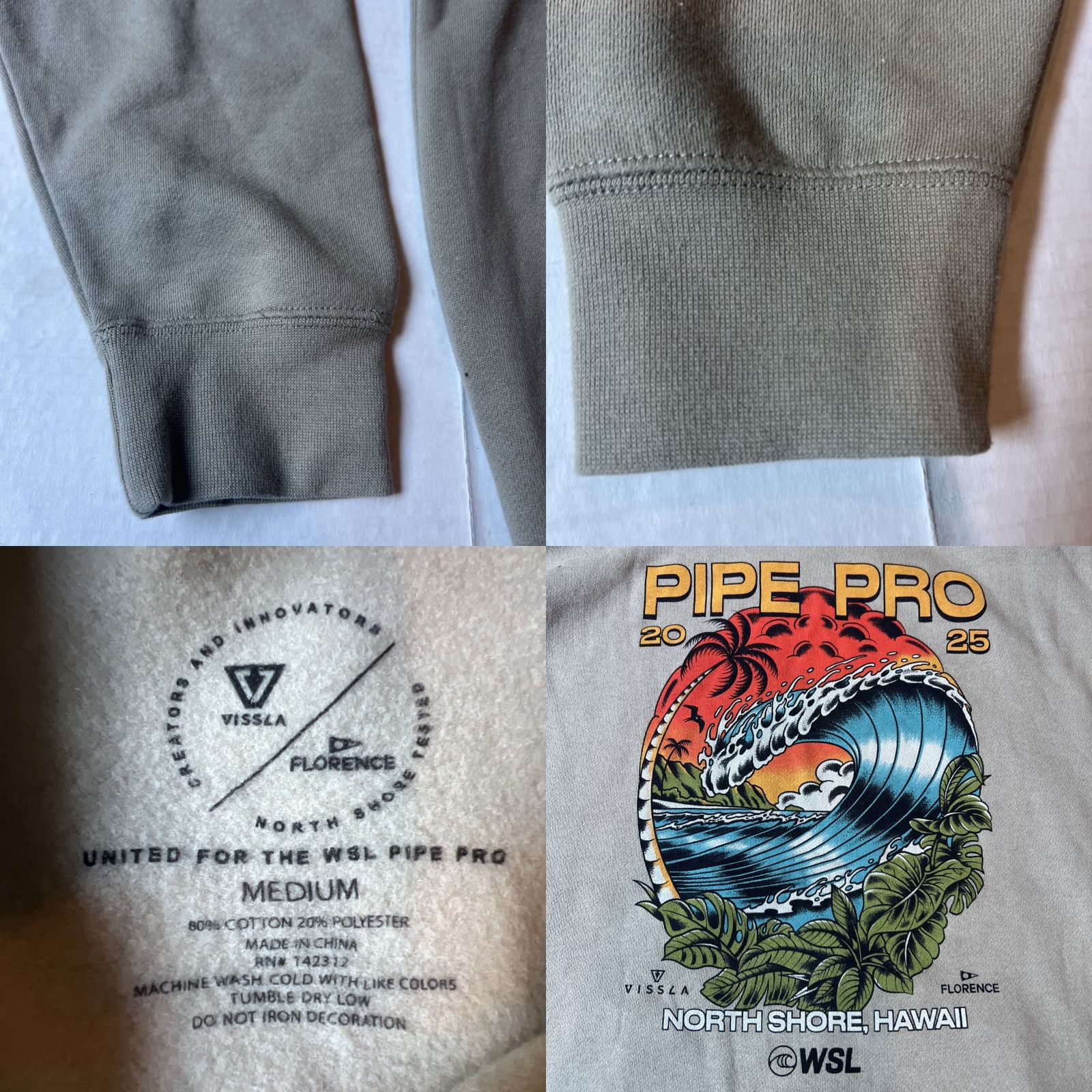 Vissla Vissla Hoodie Mens M Beige Graphic Print Logo Surfer Hooded Pullover All Seasons Beach Surf 2025 Pipe Pro WSL North Shore Hawaii New Size US M / EU 48-50 / 2 - 8 Thumbnail