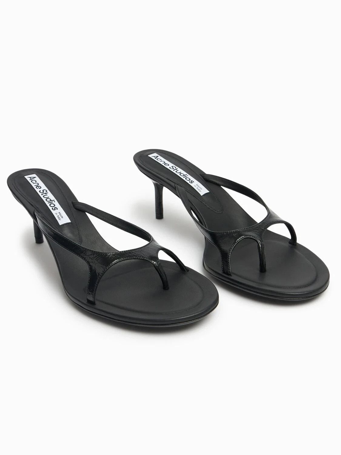 Acne Studios ACNE STUDIOS Black Leather Thong Sandals New & Auth Size US 10 / IT 40 - 2 Thumbnail