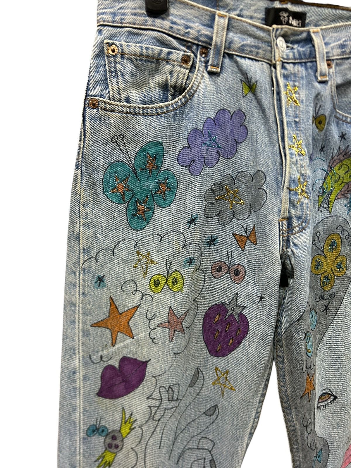 Levi's × Levi's Vintage Clothing Vintage Levi’s 501 Custom Aditi Art Overprint Jeans Size 30" / US 8 / IT 44 - 3 Thumbnail