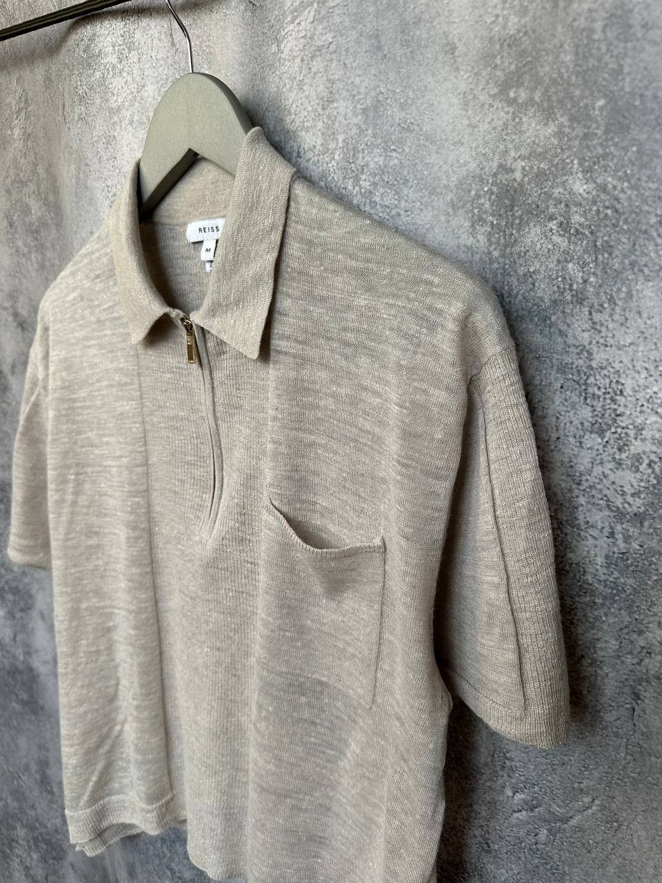 Reiss REISS Jenna Mixed Media Alpaca/Linen Top 1/4 Zip Polo Shirt Size M / US 6-8 / IT 42-44 - 7 Thumbnail
