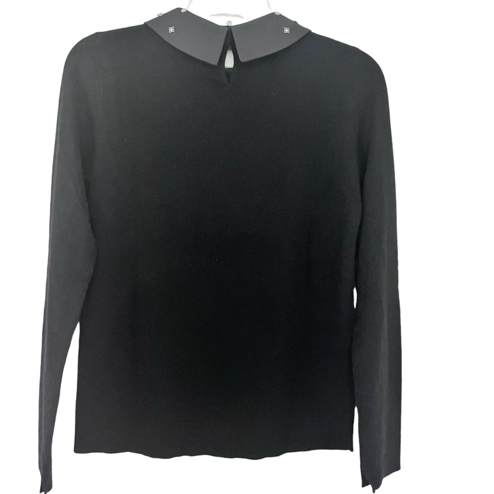 Neiman Marcus Neiman Marcus Cashmere Black Embellished Collar Sweater Size S / US 4 / IT 40 - 4 Thumbnail