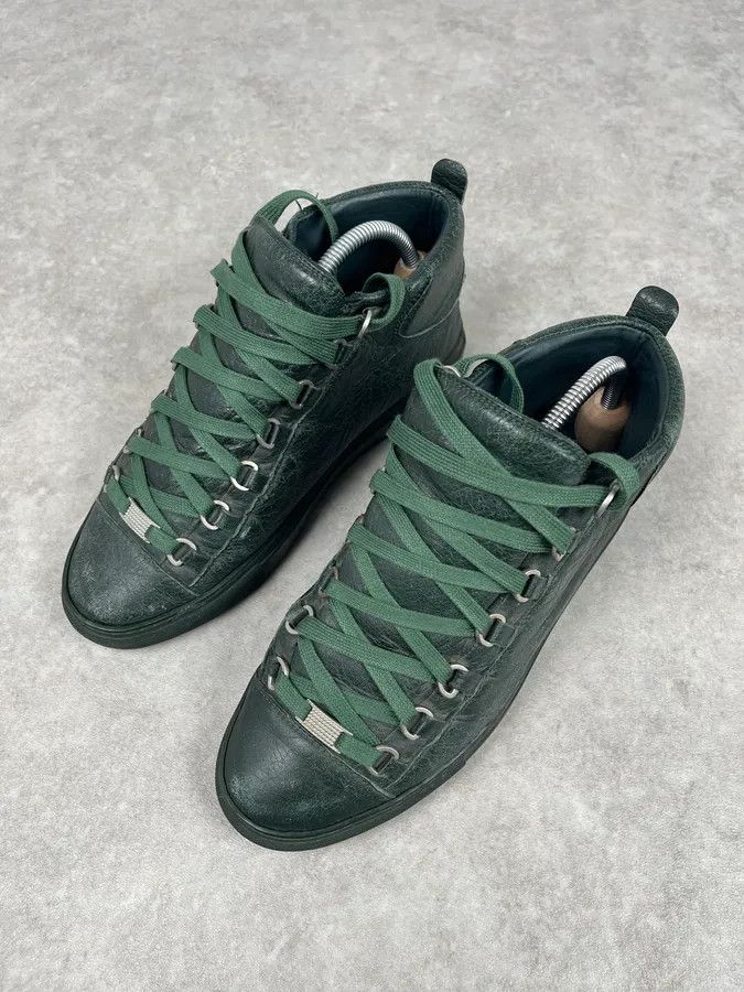 Balenciaga Balenciaga Arena Green High Leather Sneakers Size US 7.5 / EU 40-41 - 4 Thumbnail