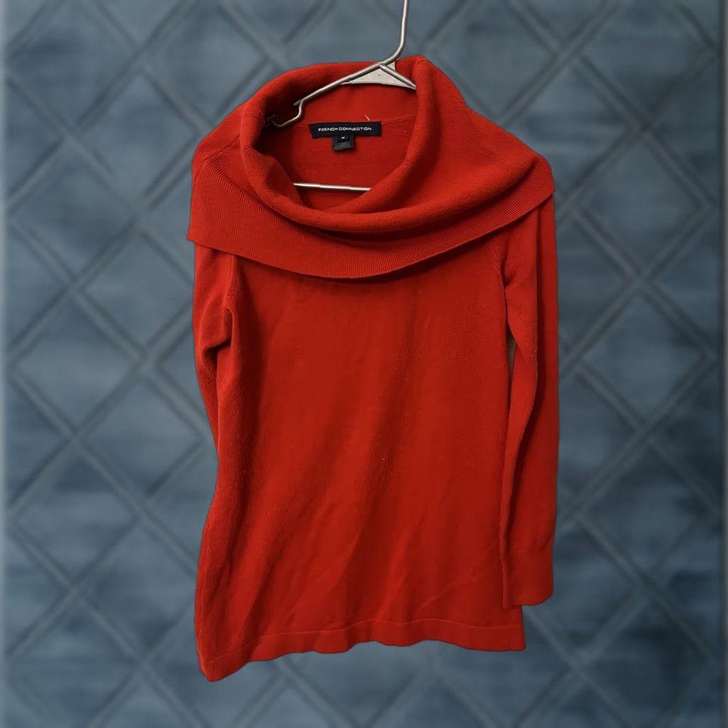 French Connection French Connection Cowl Neck Sweater Size Medium Red Women Knit Pullover Solid Classic Lightweight Stretch M Size M / US 6-8 / IT 42-44 - 1 Thumbnail