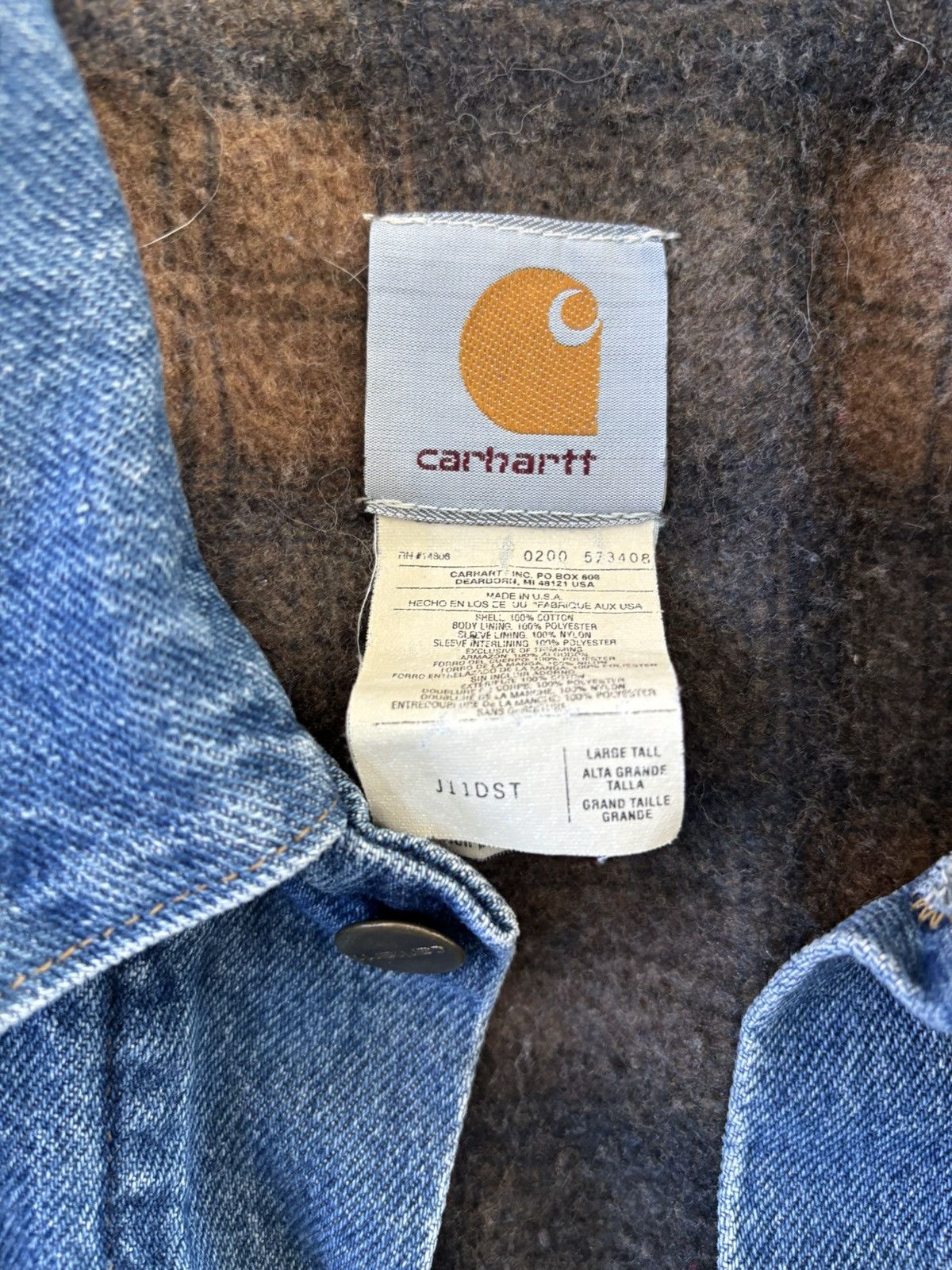 Carhartt × Vintage Rare Carhartt Flannel Lined Denim Jacket Large Tall Size US L / EU 52-54 / 3 - 3 Thumbnail