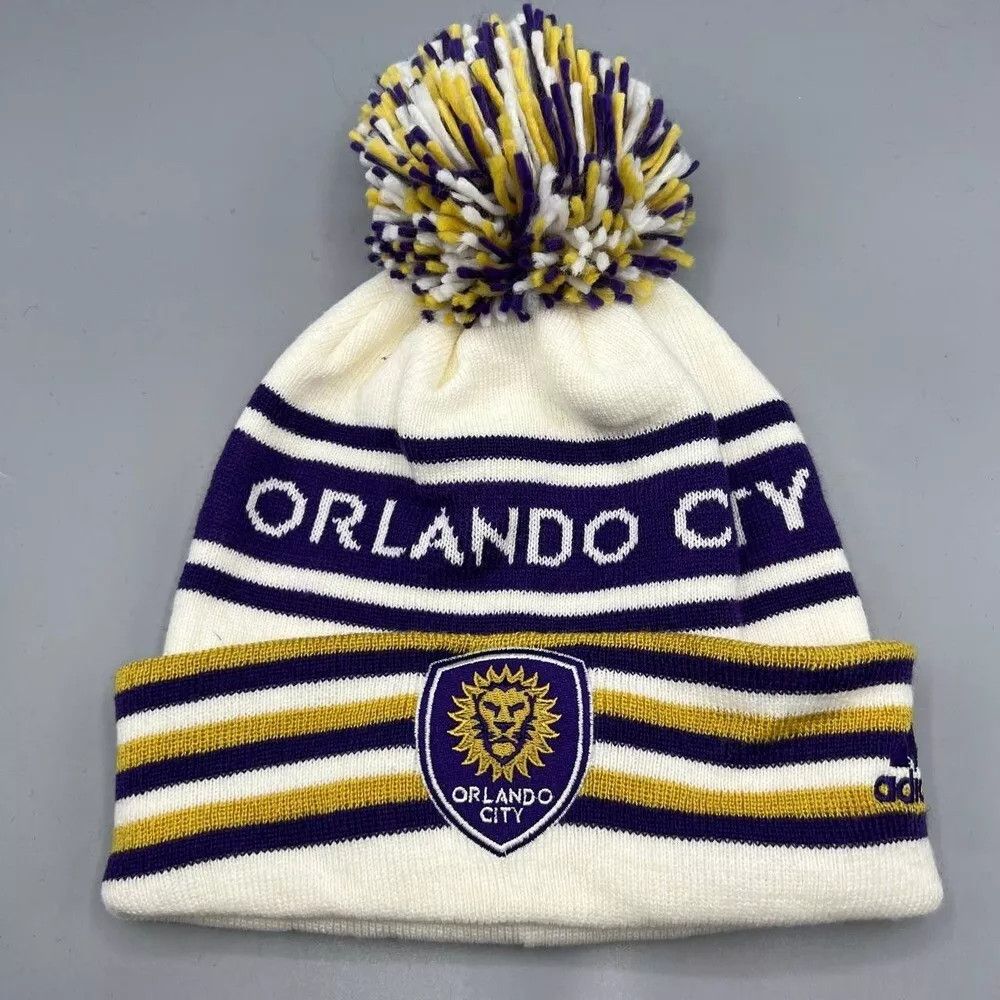Adidas Orlando City Hat Men Adidas MLS Cuffed Beanie Pom Pom Cap Size ONE SIZE - 1 Thumbnail