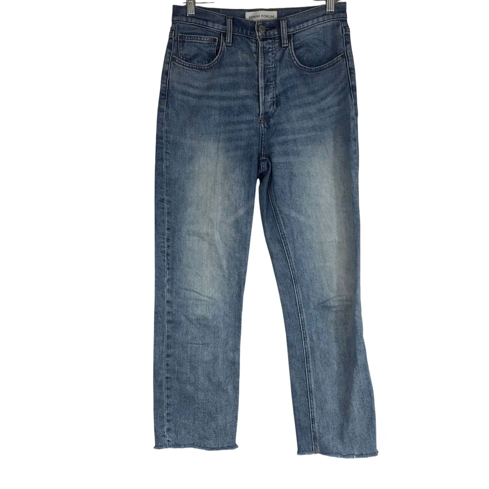 Vintage Denim Forum Jeans Womens 27 Blue The Arlo High Rise Straight Raw Hem Size Size 27" / US 4 / IT 40 - 2 Thumbnail