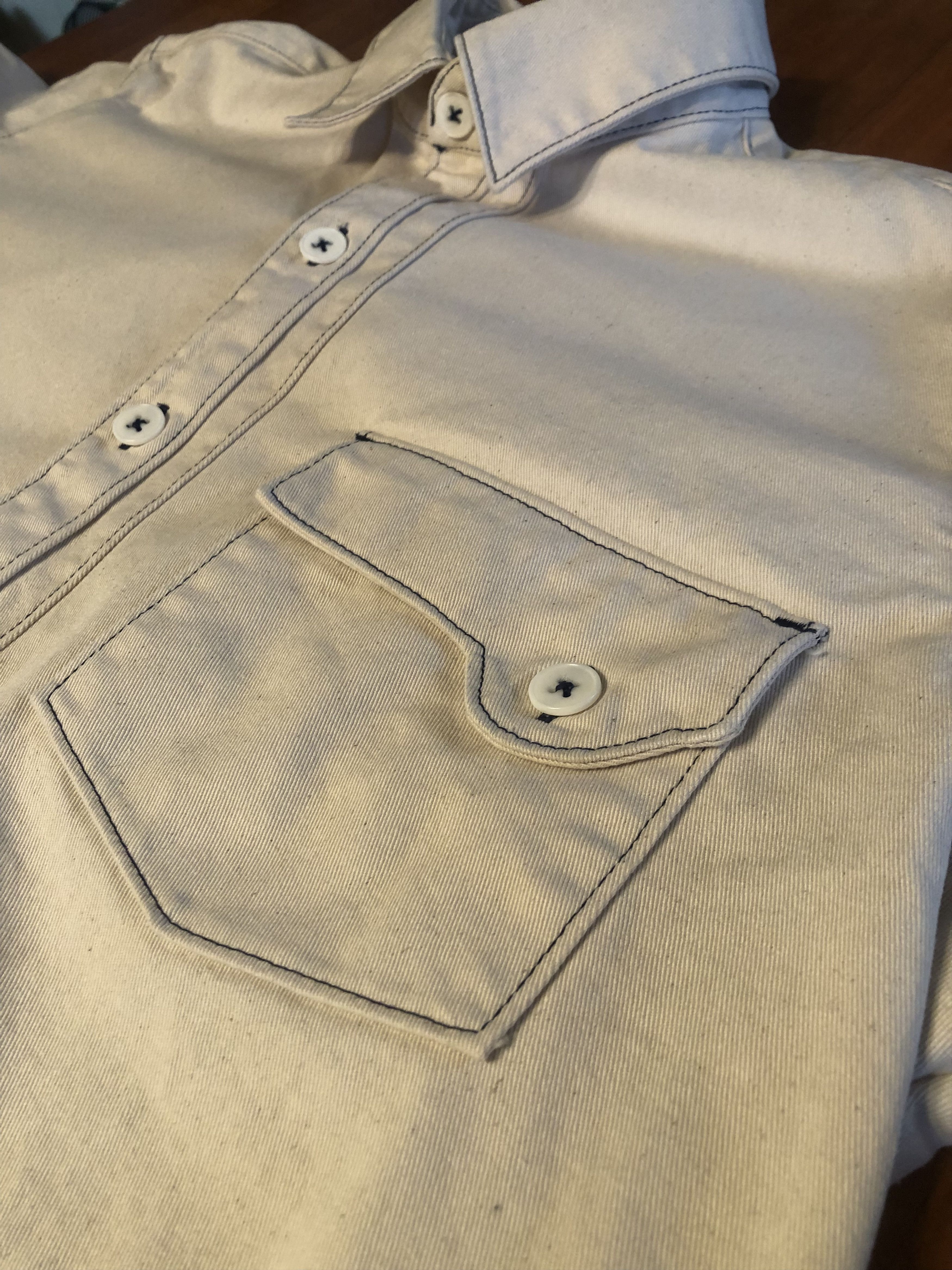 Vintage Paratodo Cream Denim Shirt Size US M / EU 48-50 / 2 - 3 Thumbnail