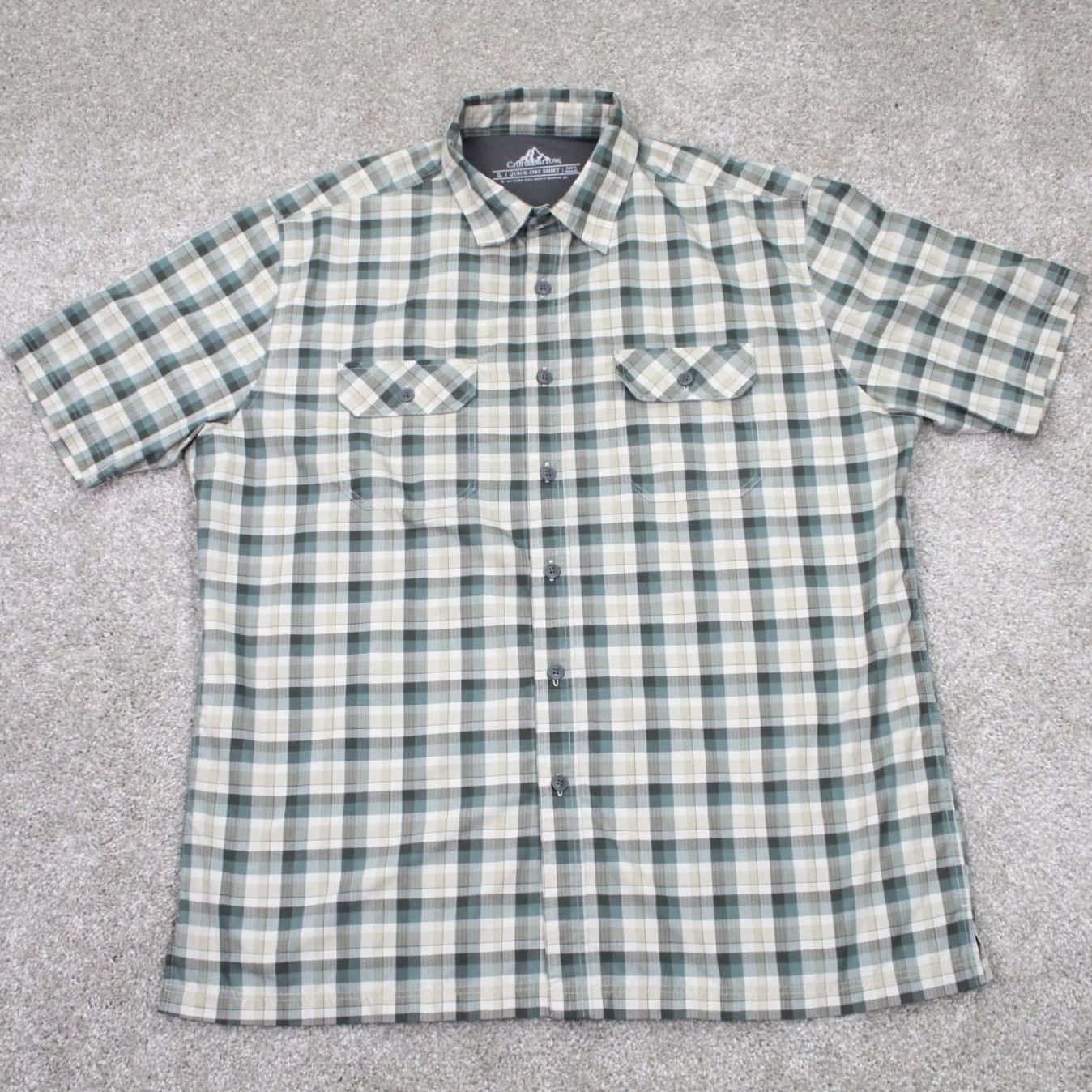 Croft & Barrow Croft & Barrow Quick Dry Shirt Mens Large Green/Gray Plaid Poly S/S Button Up Size US L / EU 52-54 / 3 - 2 Thumbnail