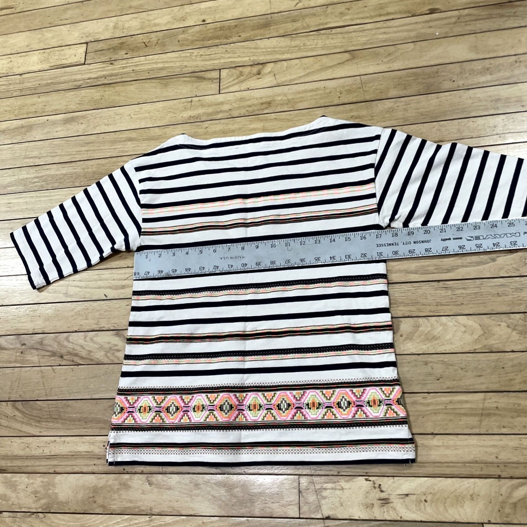 J.Crew J. Crew Boho Striped Shirt S Blue Cream Neon Aztec Geometric Fairy Coastal Top Size S / US 4 / IT 40 - 6 Thumbnail