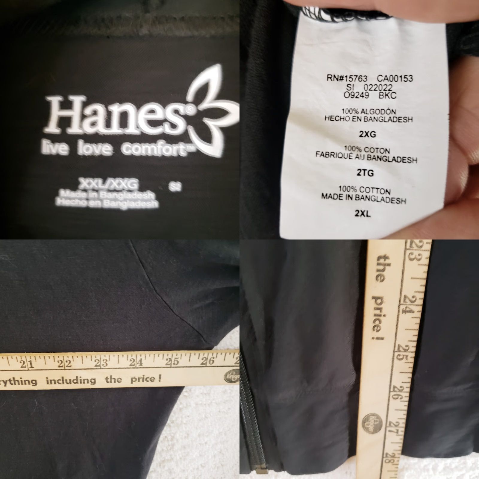 Hanes Hanes ComfortSoft EcoSmart Women's Jersey Full-Zip Hoodie Sweatshirt 2X Black Full Zip Hooded Pockets Gym Training School Size XXL / US 16-18 / IT 52-54 - 9 Thumbnail