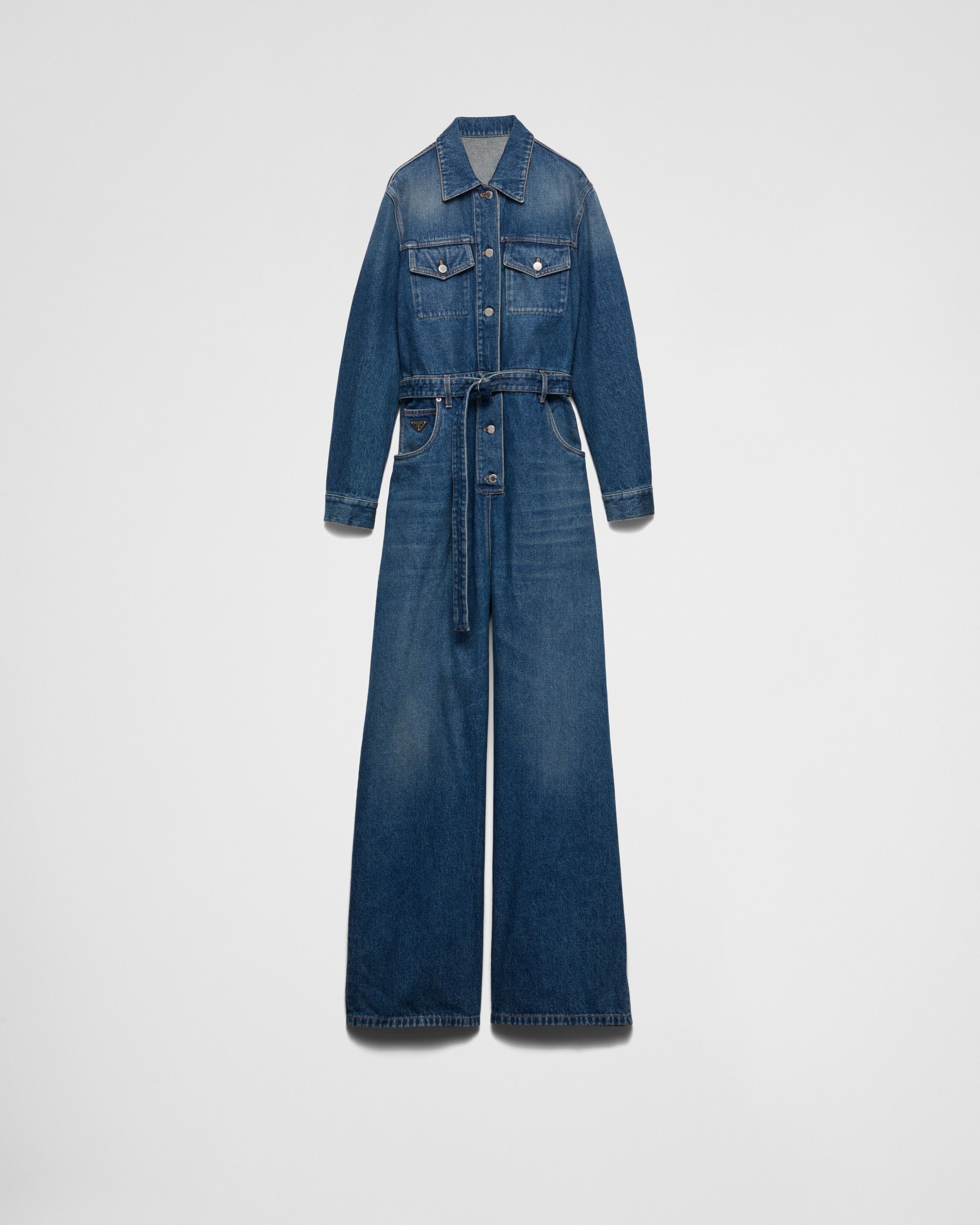 Prada o1srvl11e0226 Denim Jumpsuit in Blue Size 27" / US 4 / IT 40 - 1 Thumbnail