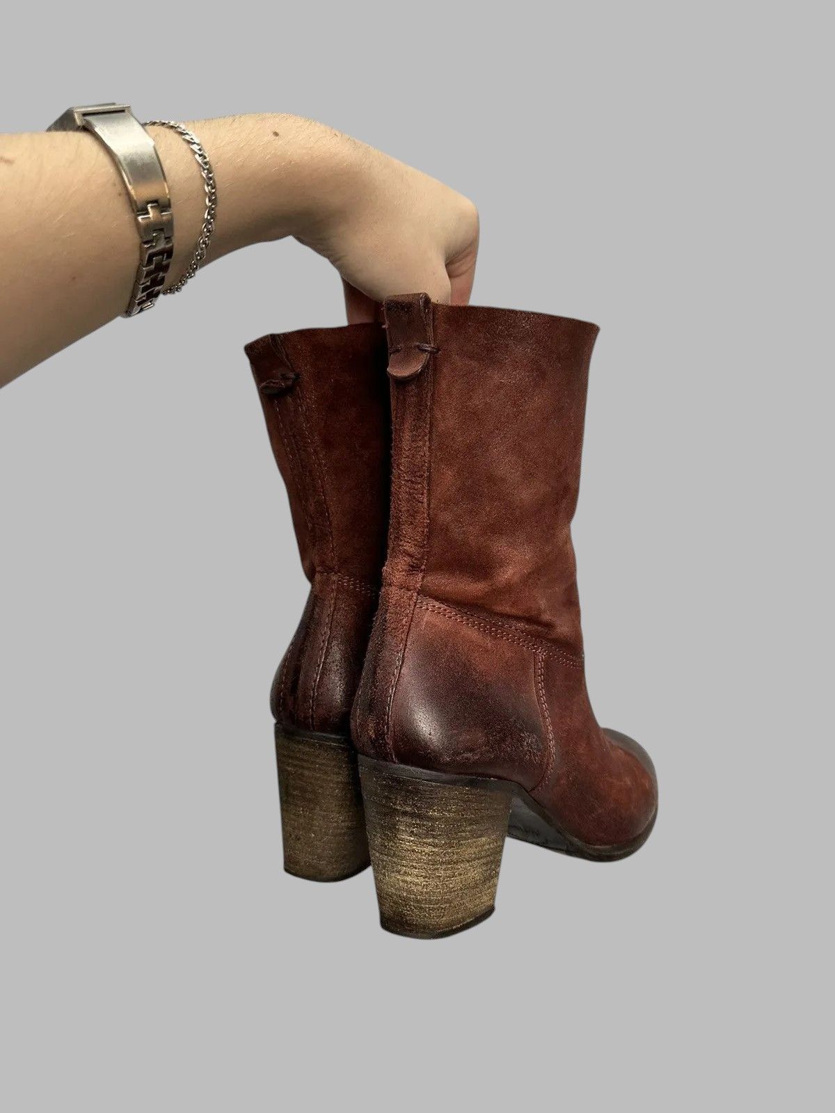 If Six Was Nine Women’s 37 Lavorazione Artigiana Red Suede Leather Boots Size US 7 / IT 37 - 11 Thumbnail