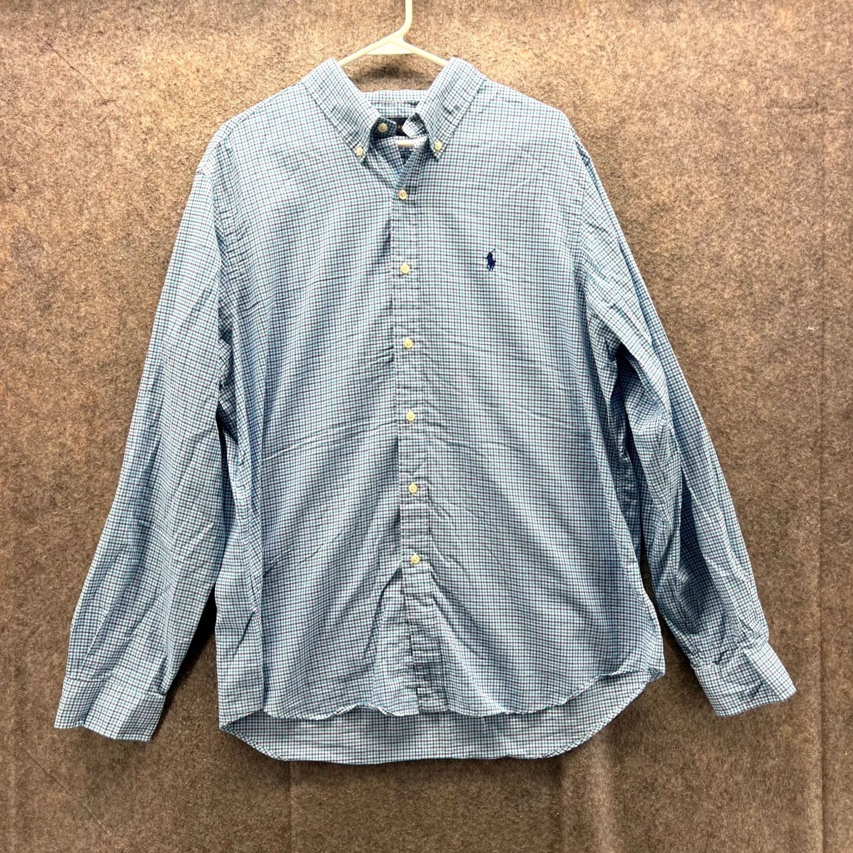 Ralph Lauren Ralph Lauren Shirt Mens XL Blue Button-Down Gingham Oxford Pony Stretch Plaid Shirt Size US XL / EU 56 / 4 - 2 Thumbnail