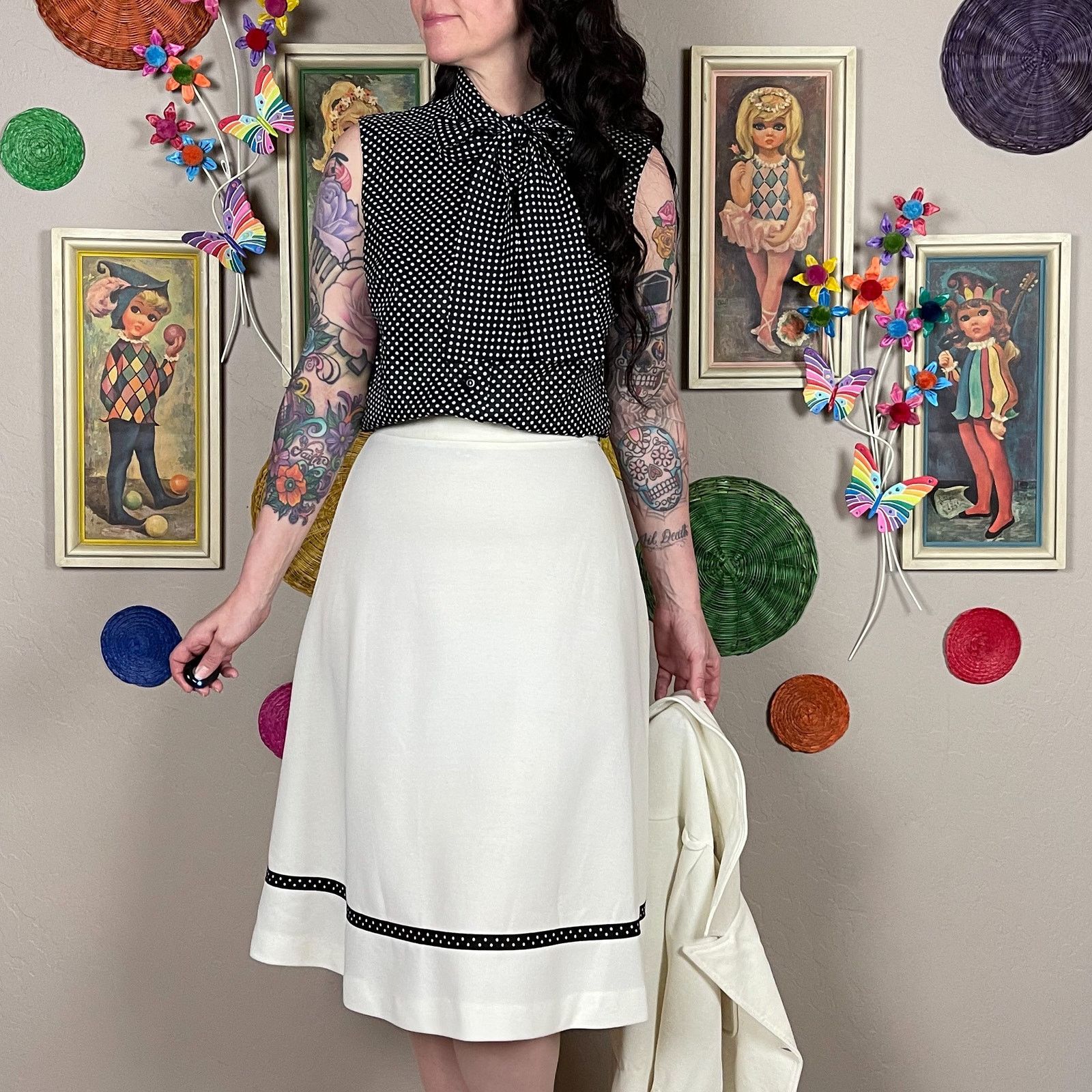 Vintage Vintage 1970s 3-Piece Jacket Blouse and Skirt Set Size 26" / US 2 / IT 38 - 4 Thumbnail