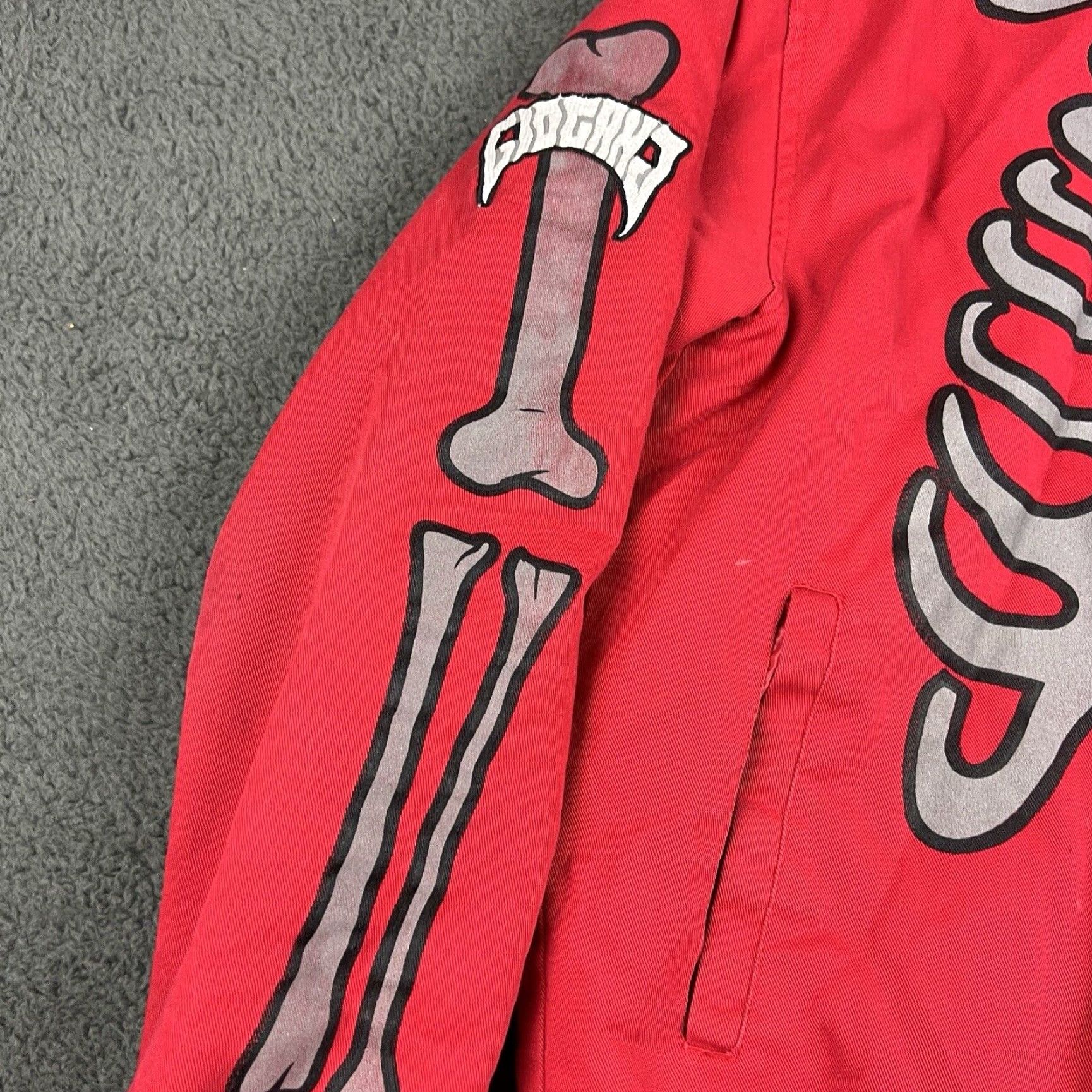 GloGang Jacket Mens Medium Red Skeleton Chief Keef Full Zip Hoodie 