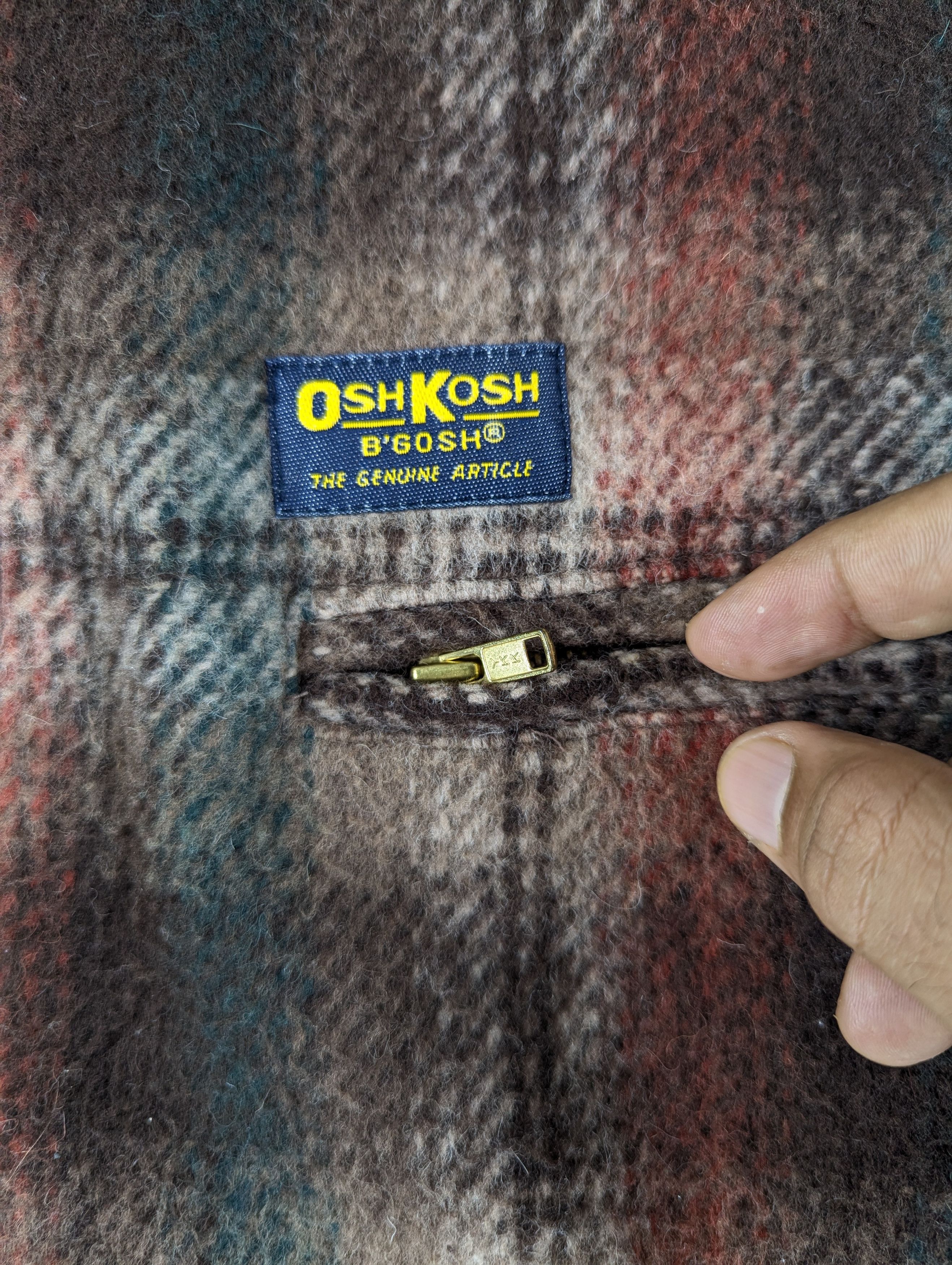 Vintage 90s Oshkosh B'gosh Checkered Tartan Wool Jacket, Men's (Size M) — image 5 of 6