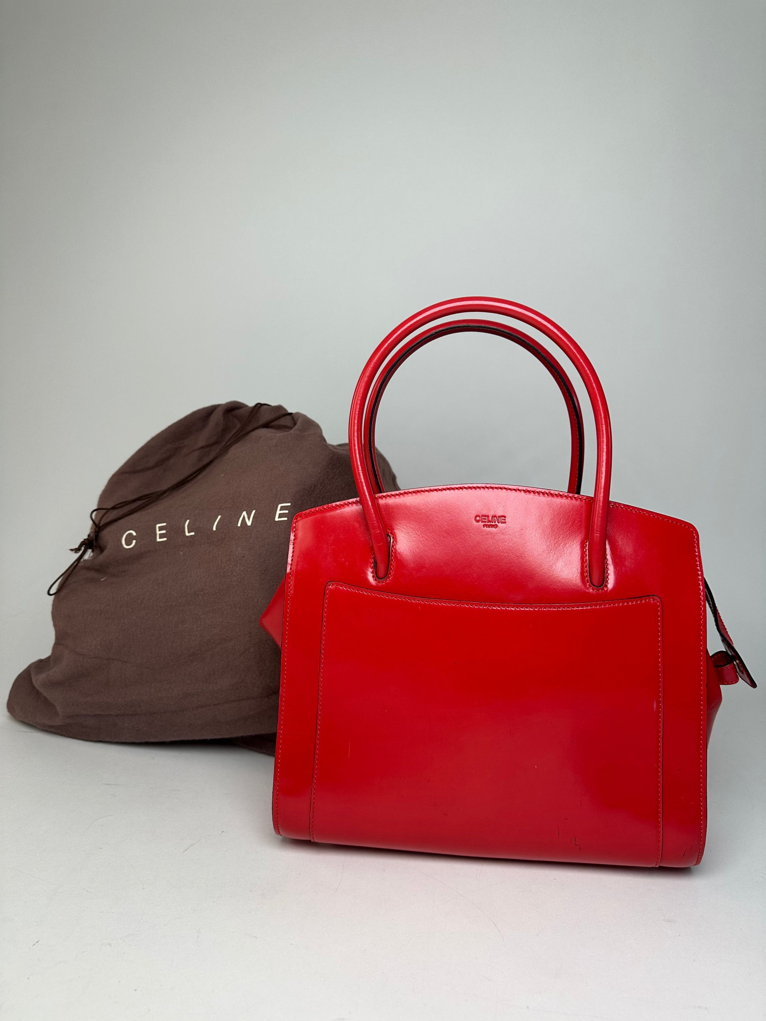 Celine Vintage Paris Patent Leather Handbag Red Size ONE SIZE - 1 Thumbnail